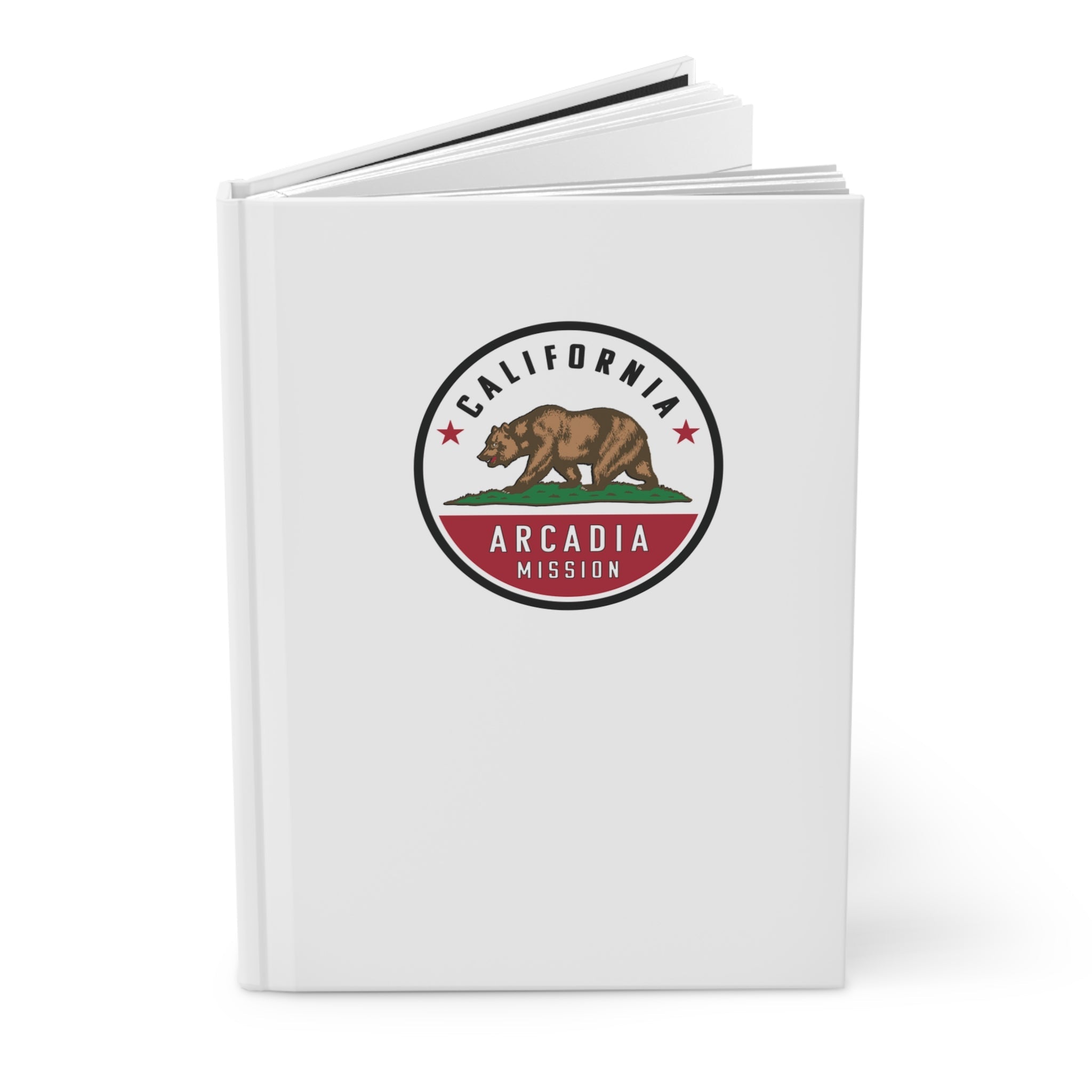 California Arcadia Mission Logo Design White Hardcover Journal Matte - Latter-Day Saint LDS Missionary Gift - Book of Mormon