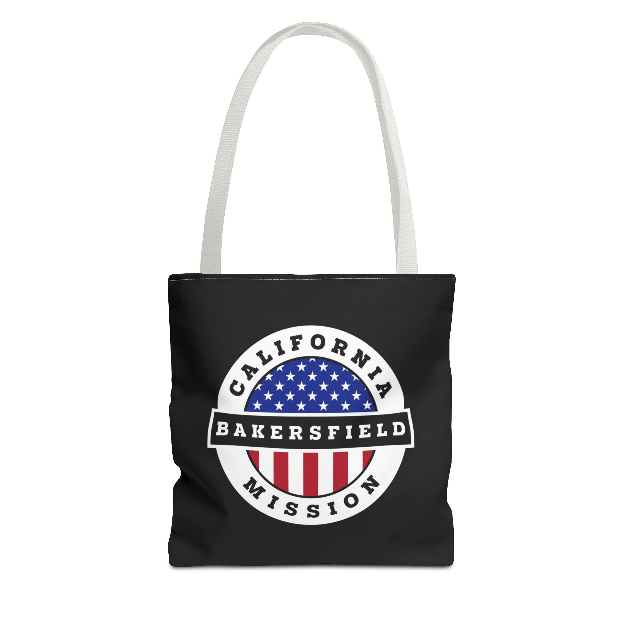 California Bakersfield Mission USA Flag Logo Tote Bag Black - Mission Wishlist - LDS Missionary Gift Store