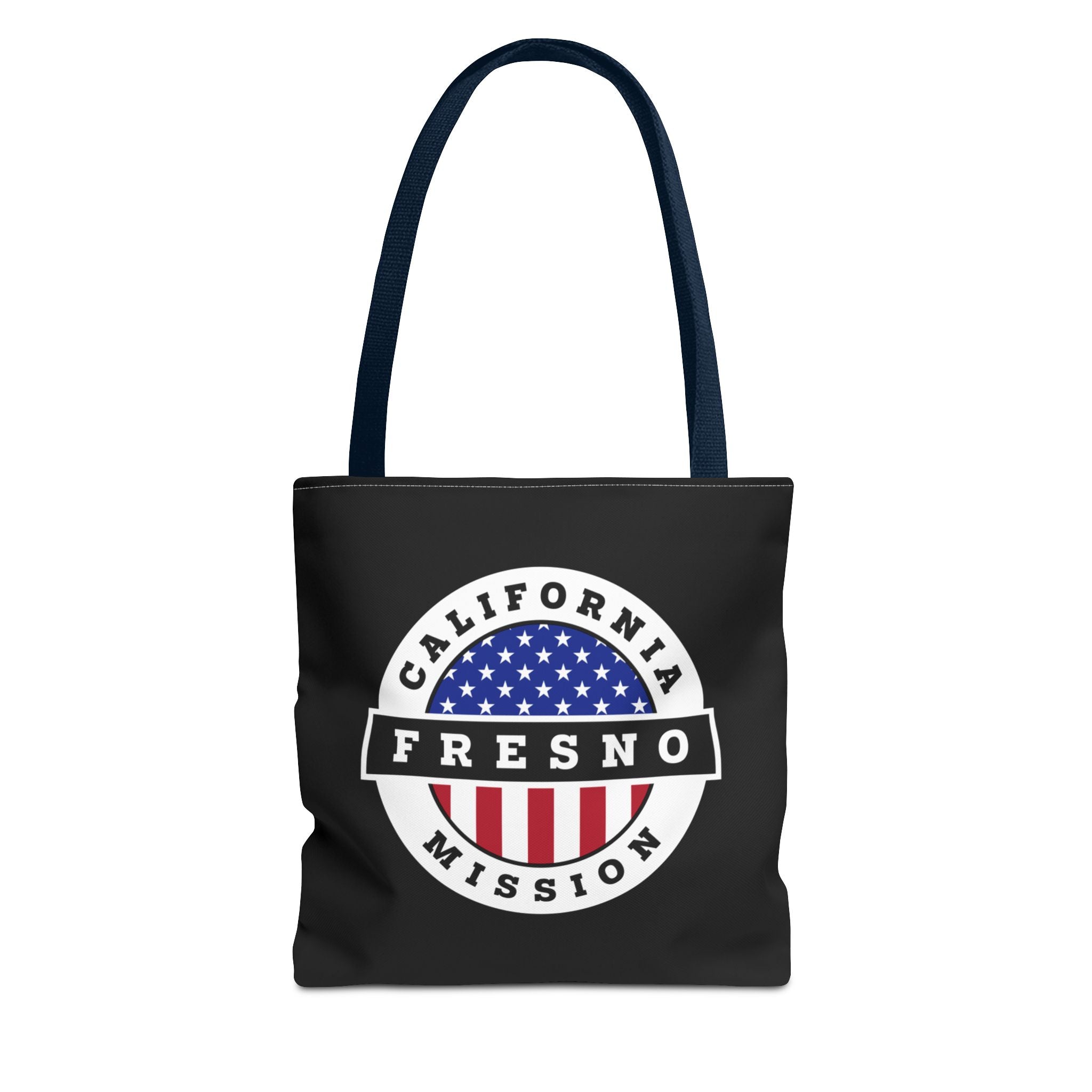 California Fresno Mission USA Flag Logo Tote Bag Black - Latter-Day Saint LDS Missionary Gift - Book of Mormon