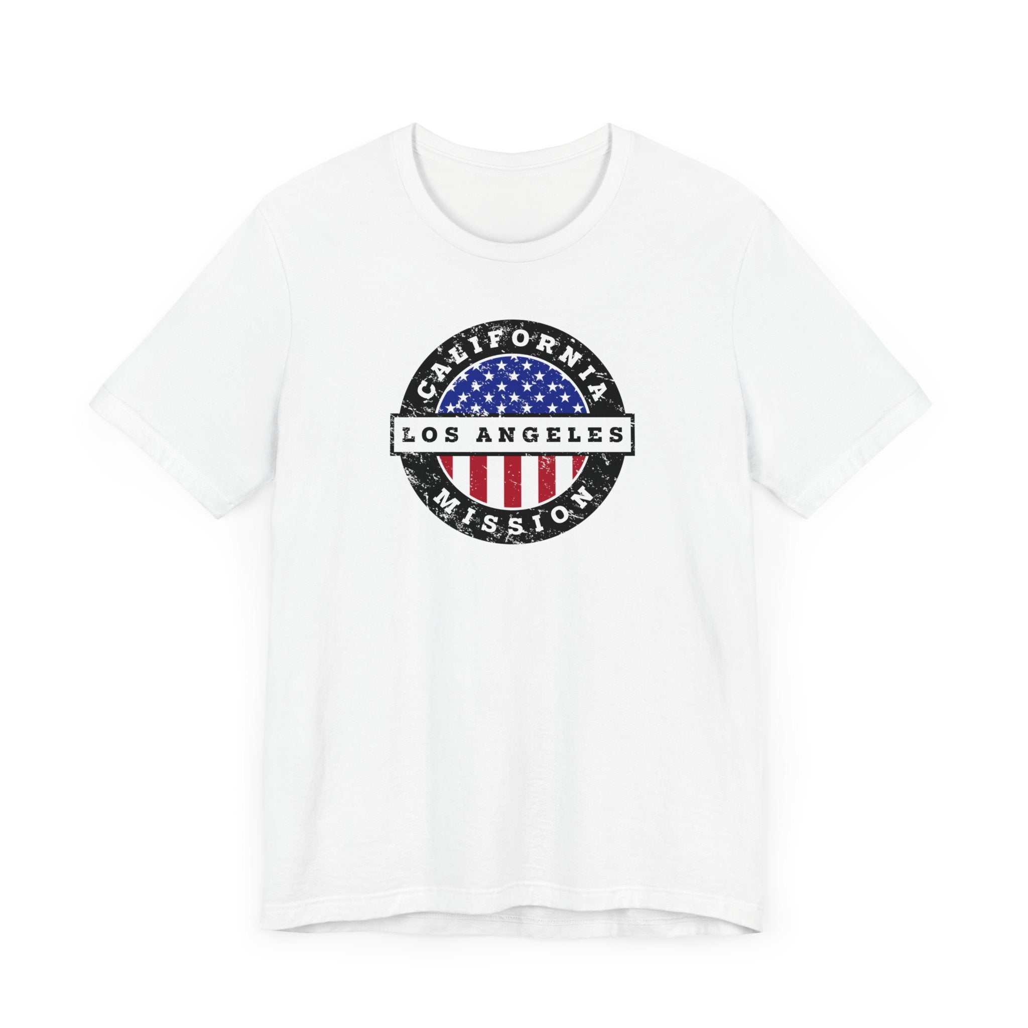California Los Angeles Mission Vintage Circular USA Flag T-Shirt - Latter-Day Saint LDS Missionary Gift - Book of Mormon