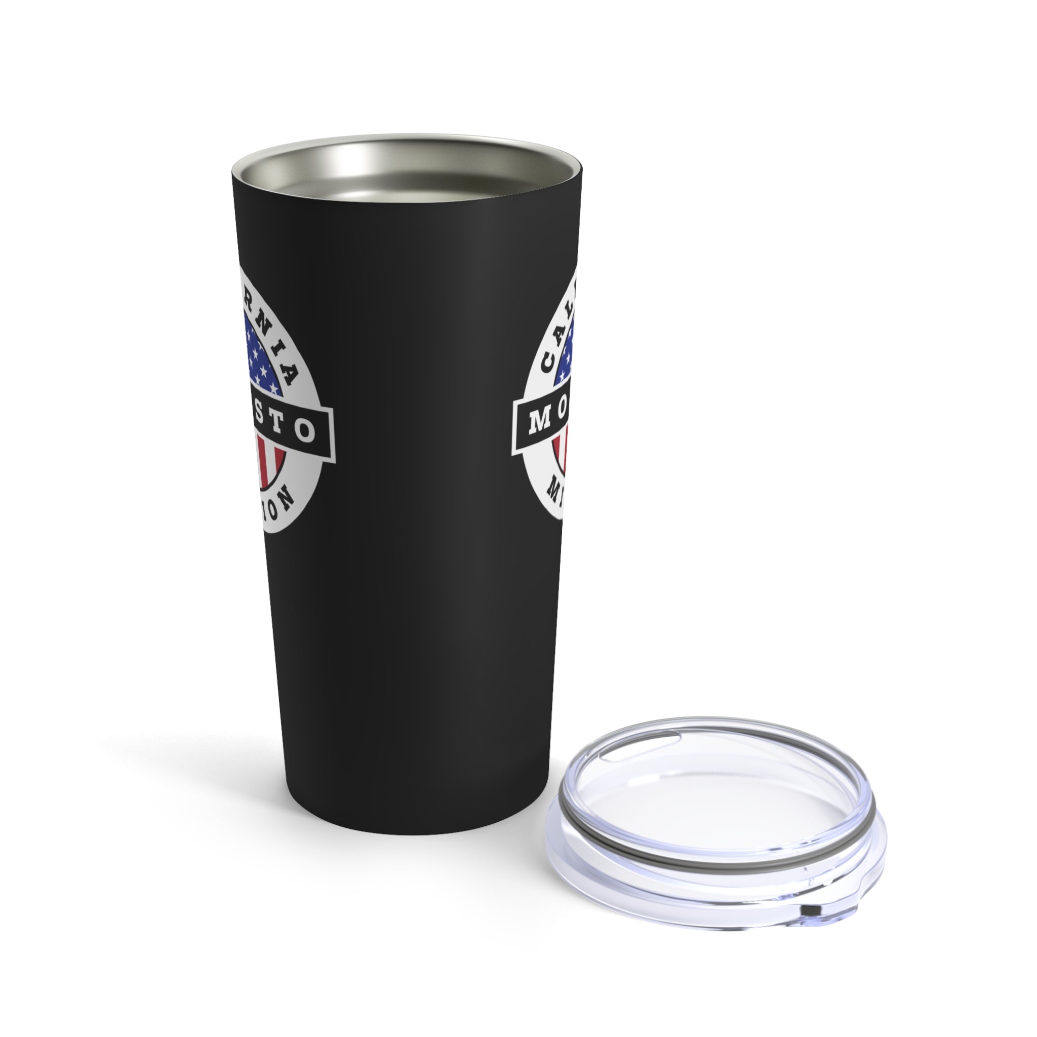California Modesto Mission USA Flag Logo Tumbler 20oz Black - Latter-Day Saint LDS Missionary Gift - Book of Mormon