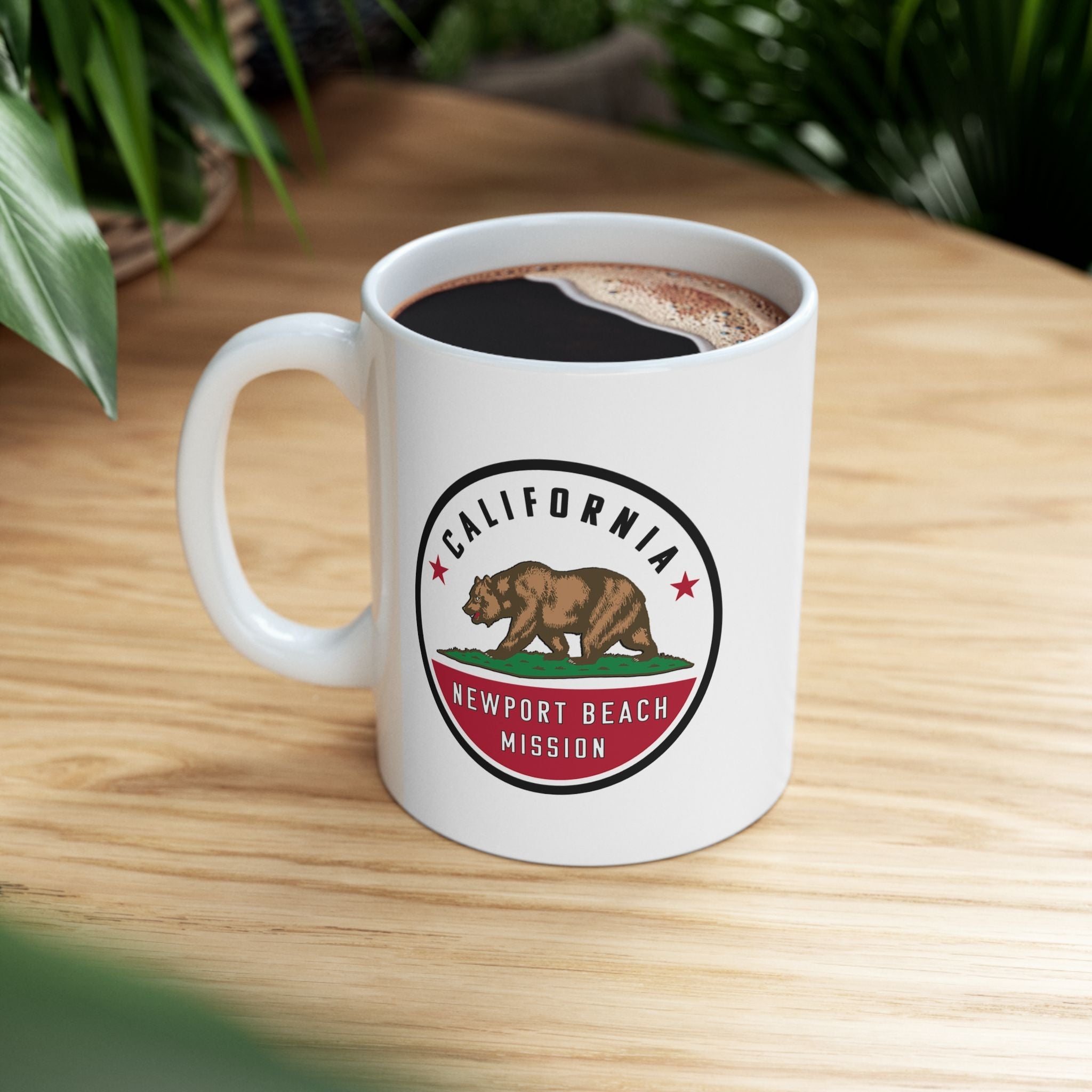 California Newport Beach Mission State Flag Logo Ceramic Mug White Name - Mission Wishlist - LDS Missionary Gift Store
