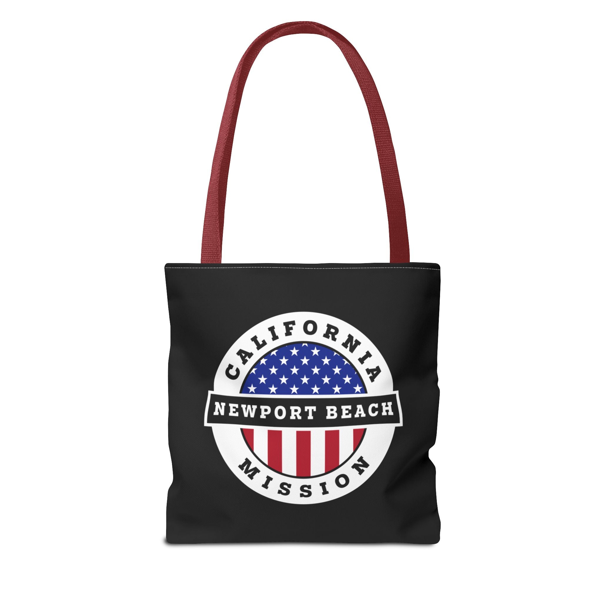 California Newport Beach Mission USA Flag Logo Tote Bag Black - Mission Wishlist - LDS Missionary Gift Store