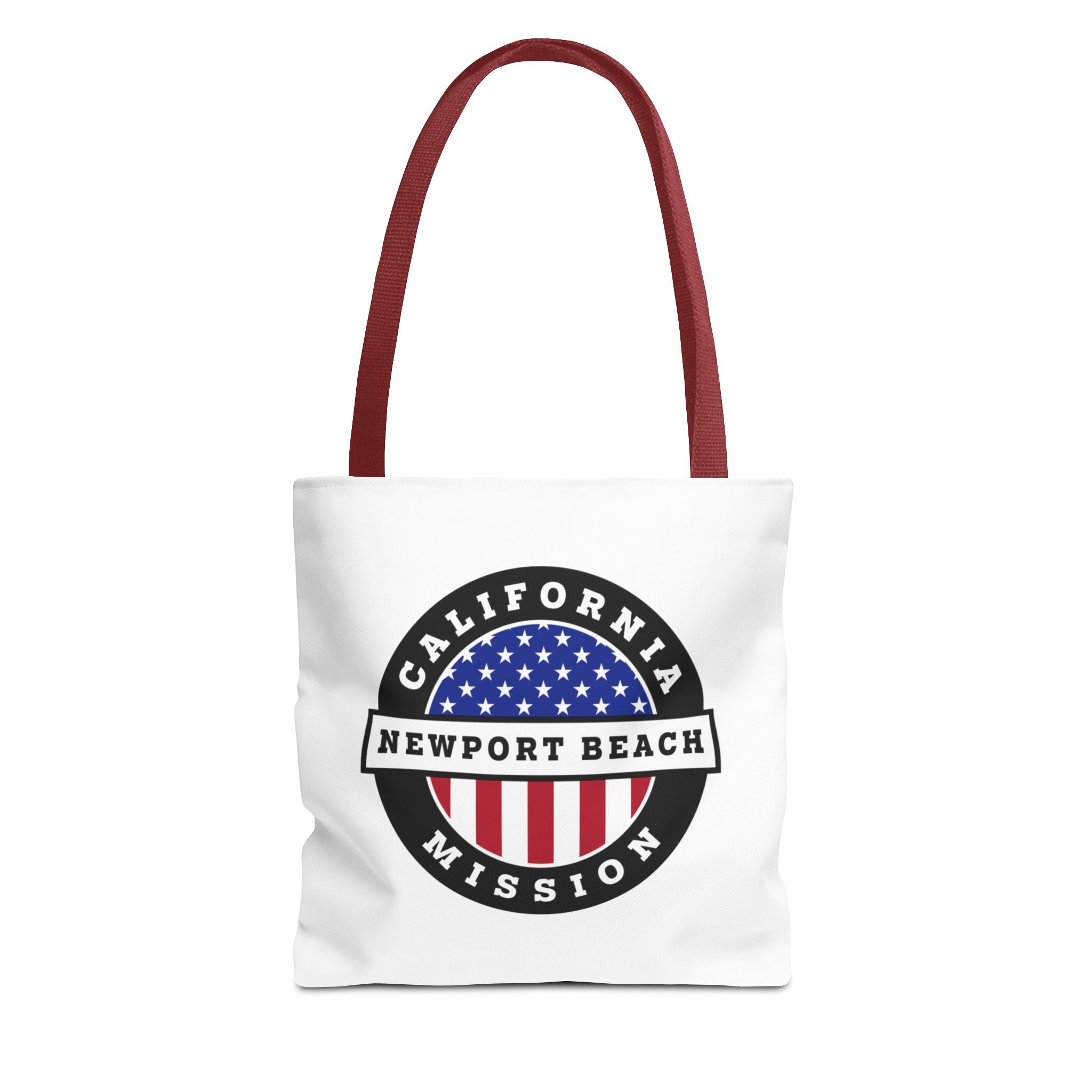 California Newport Beach Mission USA Flag Logo Tote Bag White - Mission Wishlist - LDS Missionary Gift Store