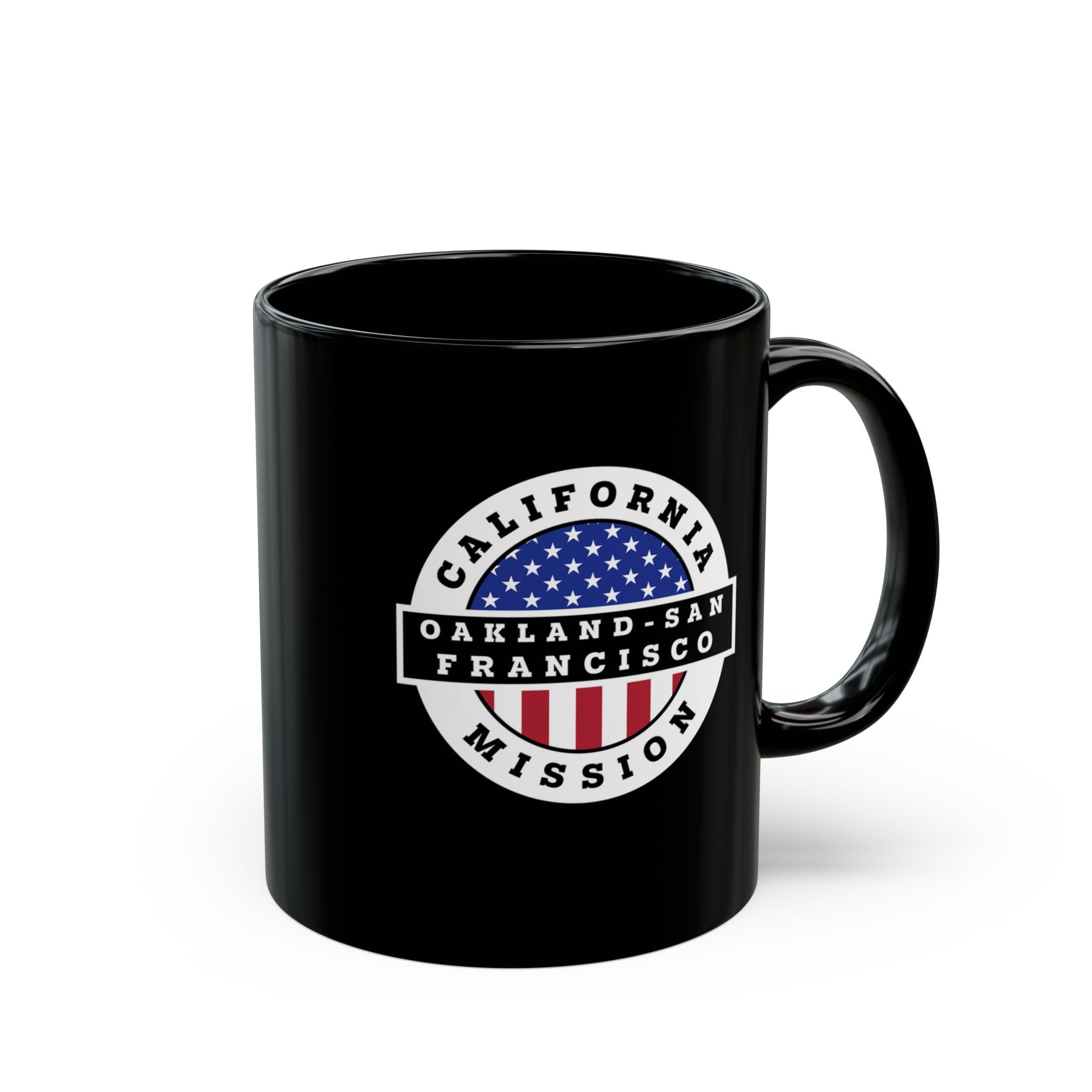 California Oakland/San Francisco Mission Circular Flag Black Ceramic Mug - Mission Wishlist - LDS Missionary Gift Store