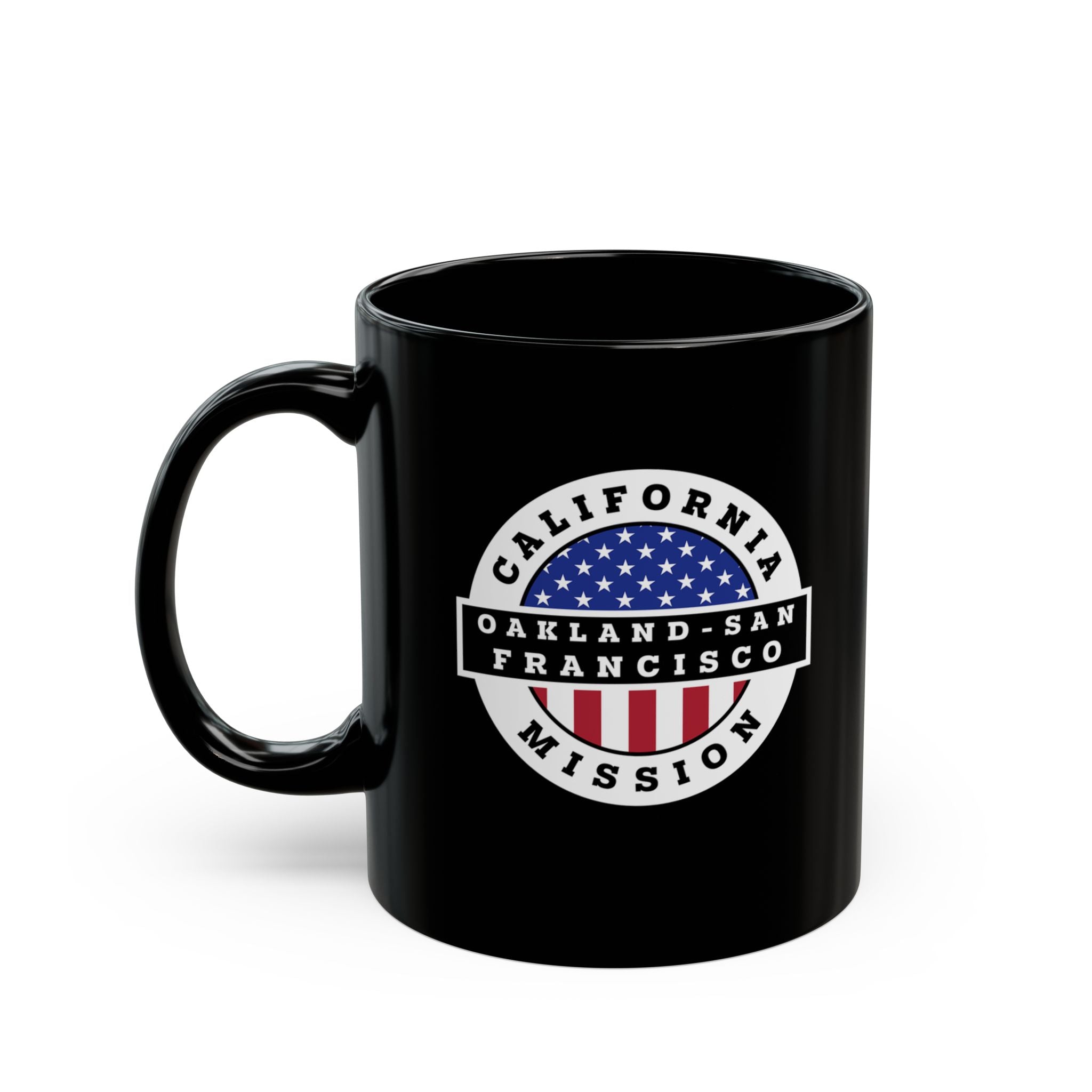 California Oakland/San Francisco Mission Circular Flag Black Ceramic Mug - Mission Wishlist - LDS Missionary Gift Store