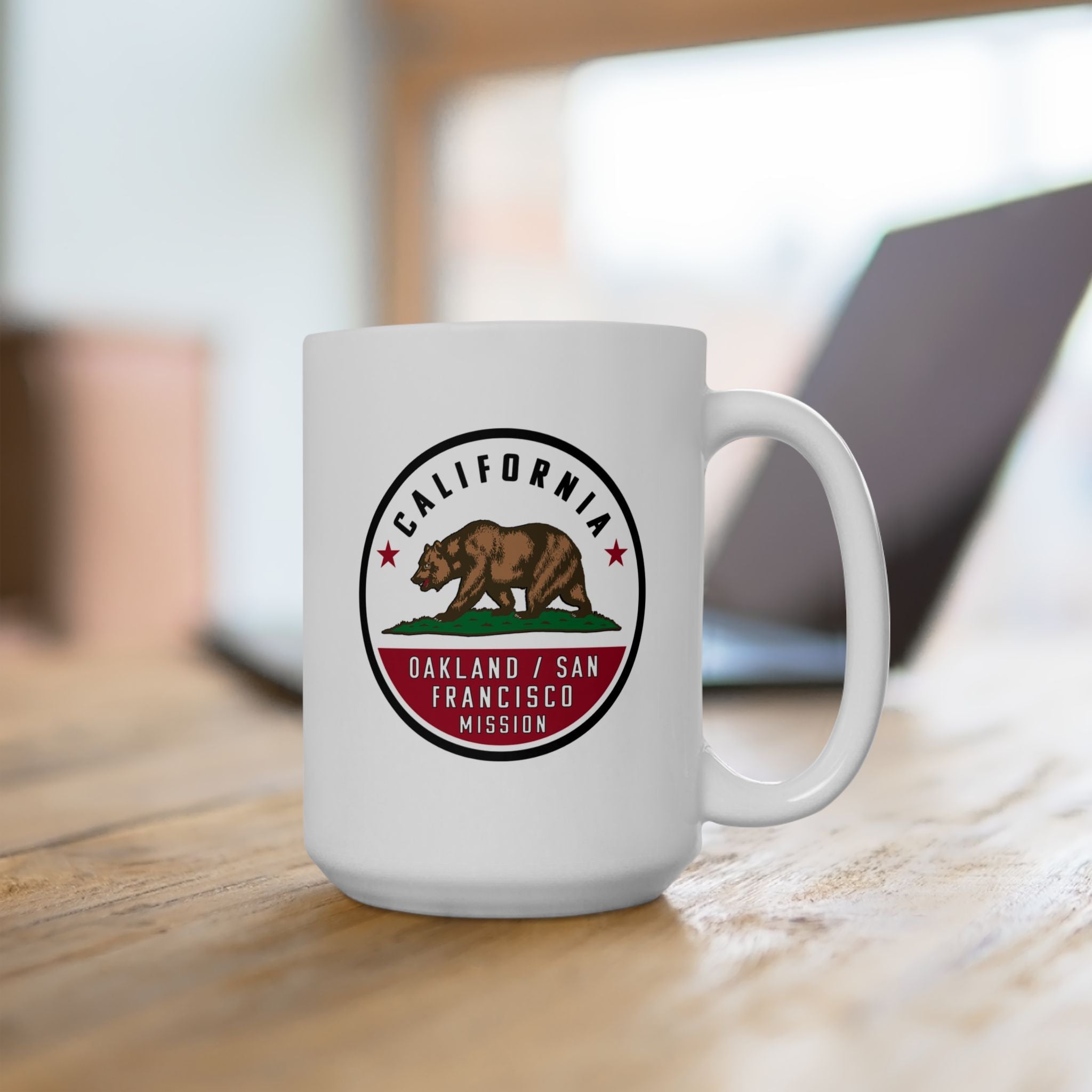 California Oakland/San Francisco Mission State Flag Logo Ceramic Mug White Name - Mission Wishlist - LDS Missionary Gift Store