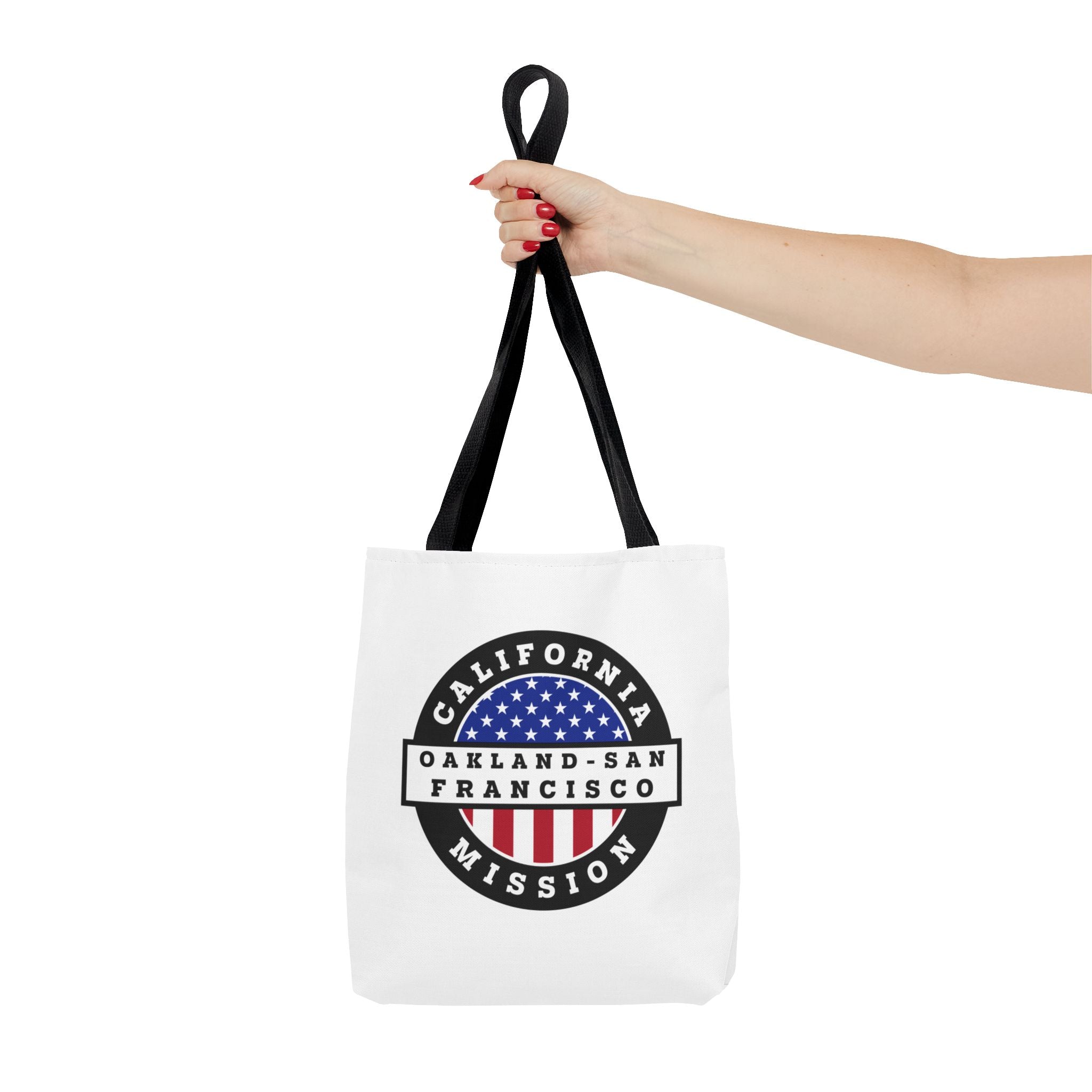 California Oakland/San Francisco Mission USA Flag Logo Tote Bag White - Mission Wishlist - LDS Missionary Gift Store