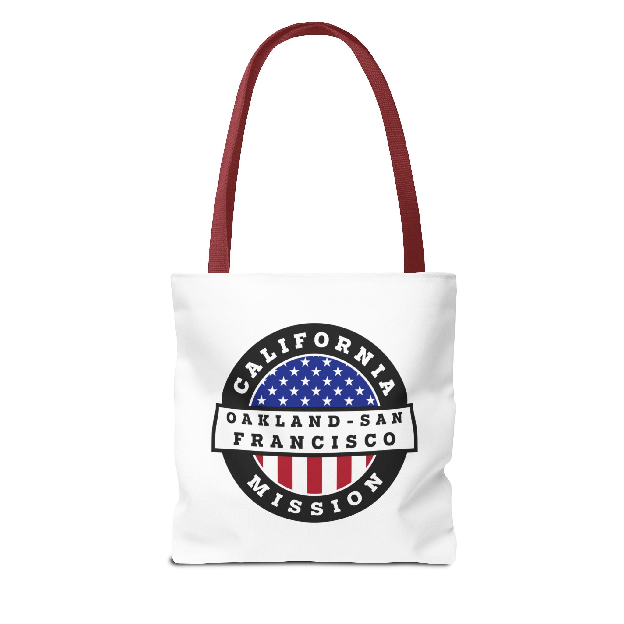 California Oakland/San Francisco Mission USA Flag Logo Tote Bag White - Mission Wishlist - LDS Missionary Gift Store