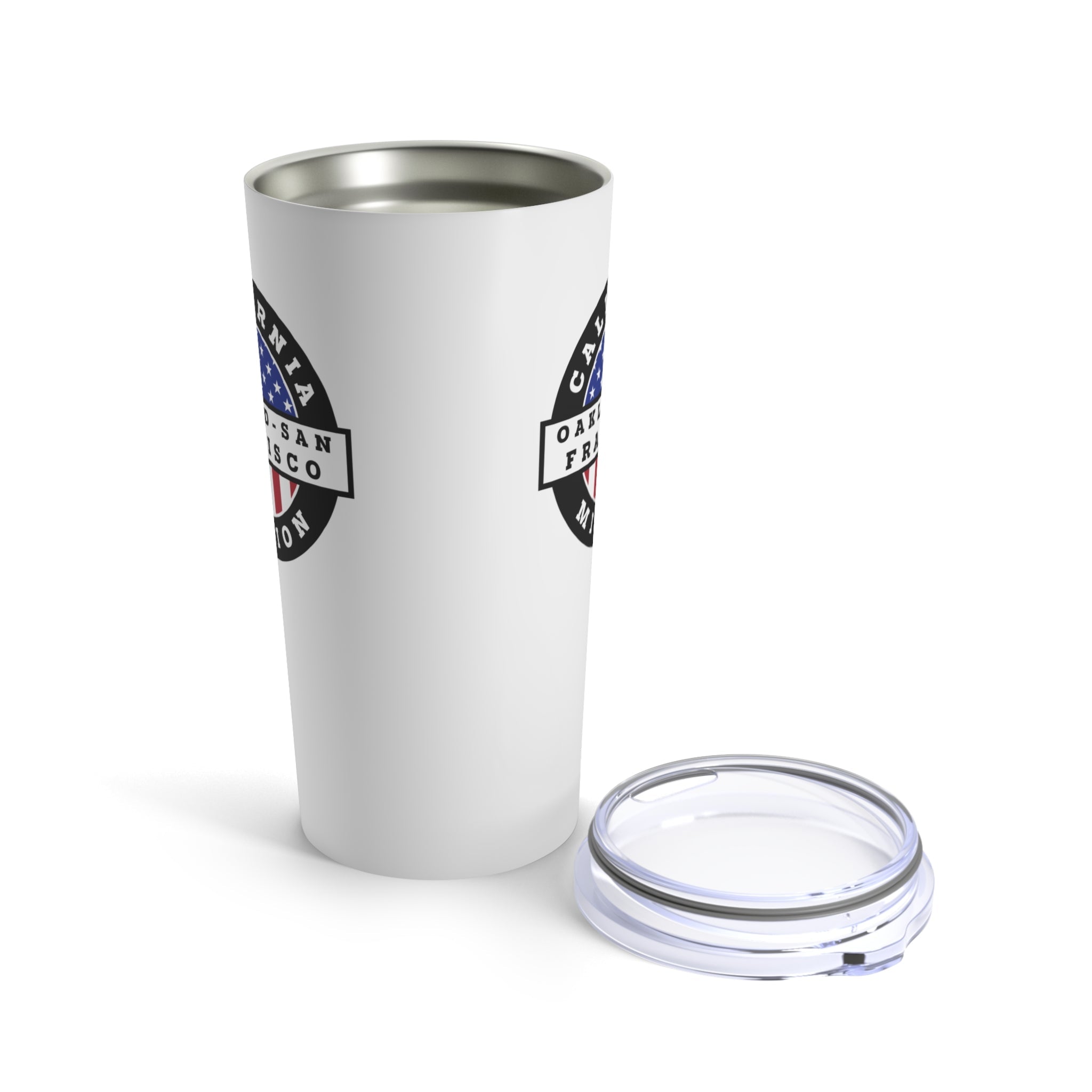 California Oakland/San Francisco Mission USA Flag Logo Tumbler 20oz White - Mission Wishlist - LDS Missionary Gift Store