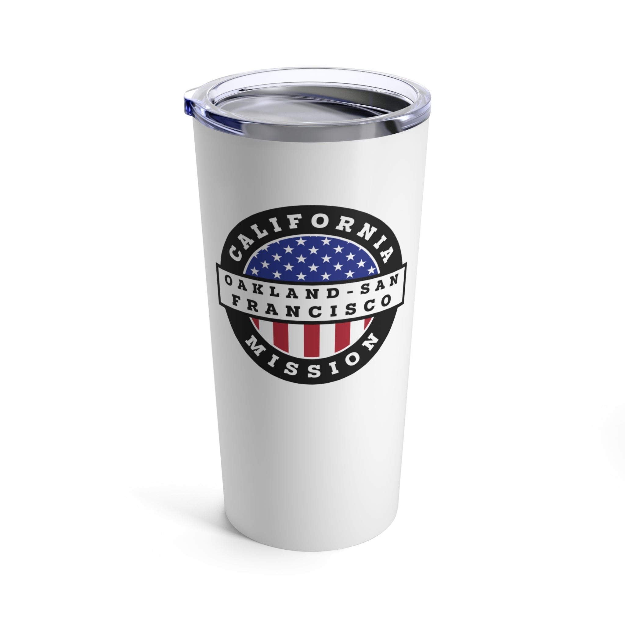 California Oakland/San Francisco Mission USA Flag Logo Tumbler 20oz White - Mission Wishlist - LDS Missionary Gift Store