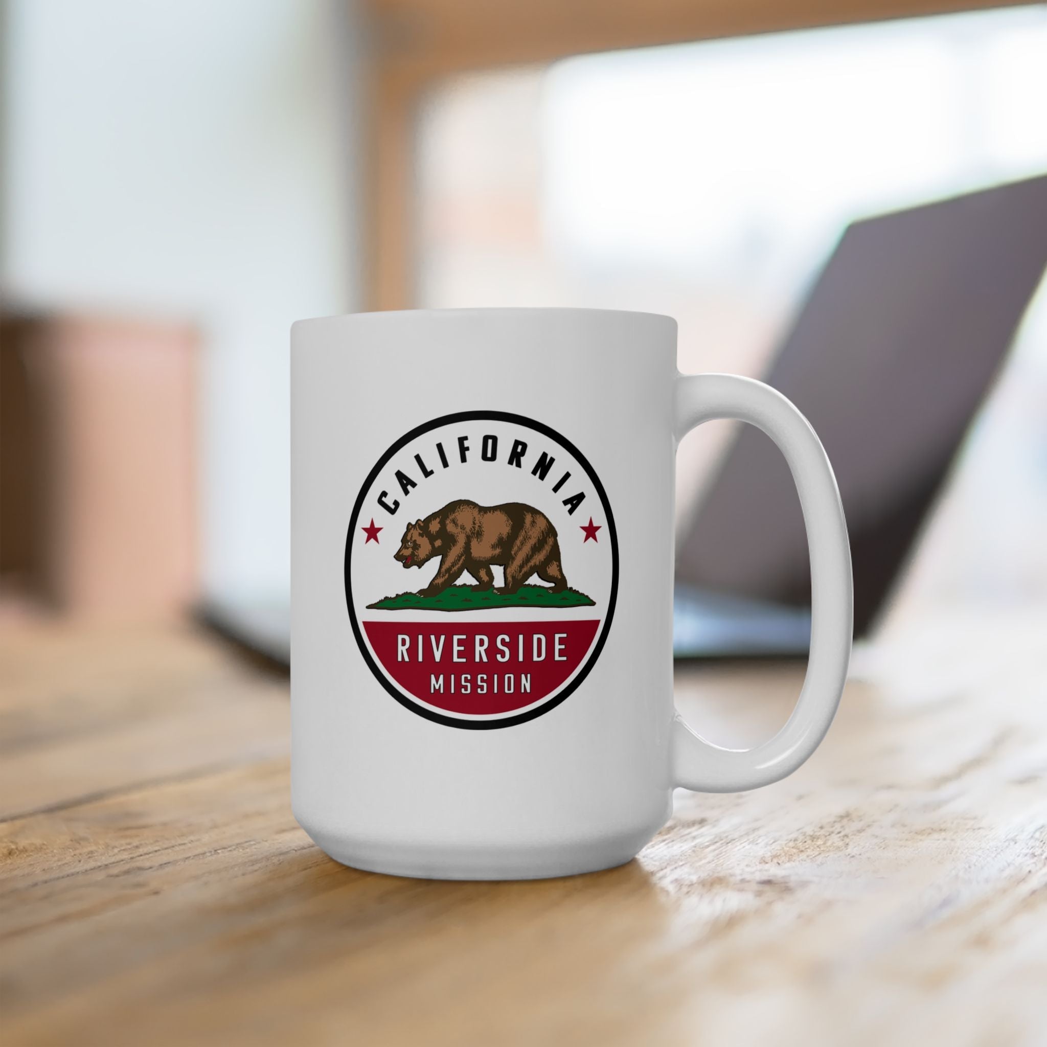 California Riverside Mission State Flag Logo Ceramic Mug White Name - Mission Wishlist - LDS Missionary Gift Store
