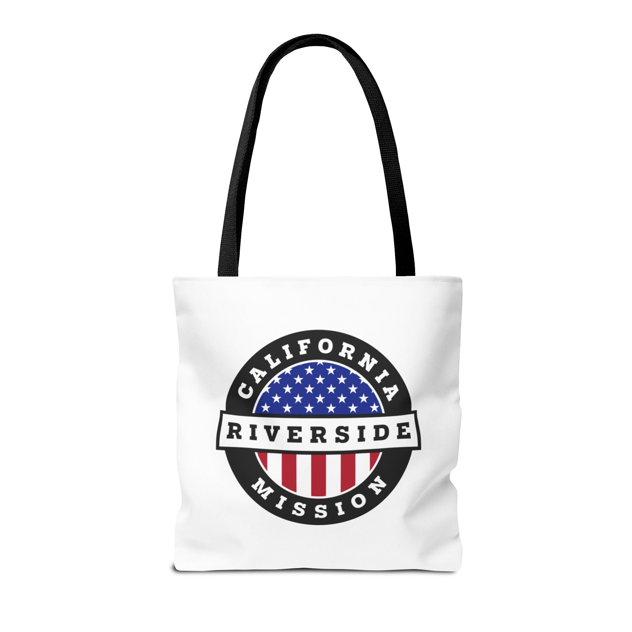 California Riverside Mission USA Flag Logo Tote Bag White - Mission Wishlist - LDS Missionary Gift Store