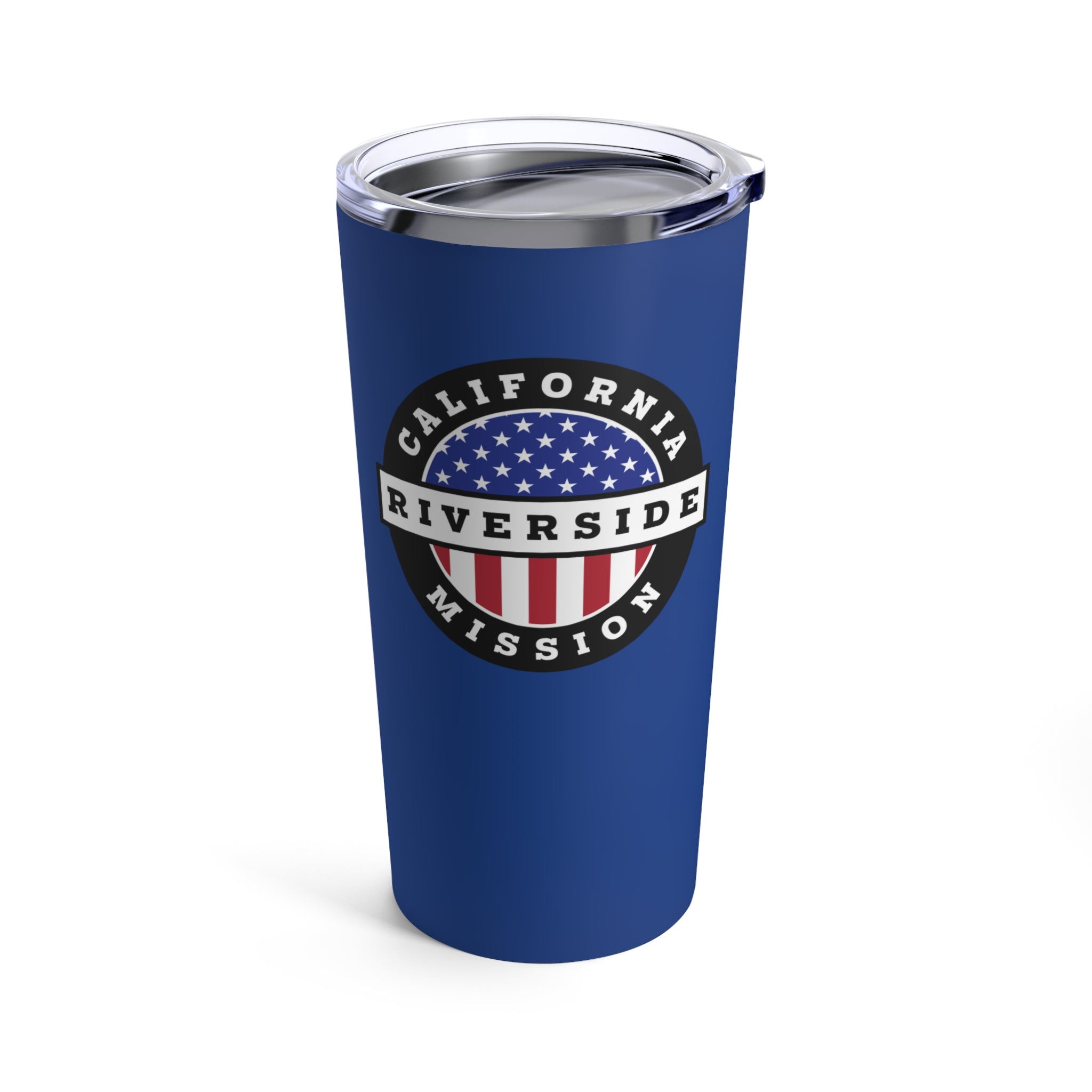 California Riverside Mission USA Flag Logo Tumbler 20oz Blue - Mission Wishlist - LDS Missionary Gift Store