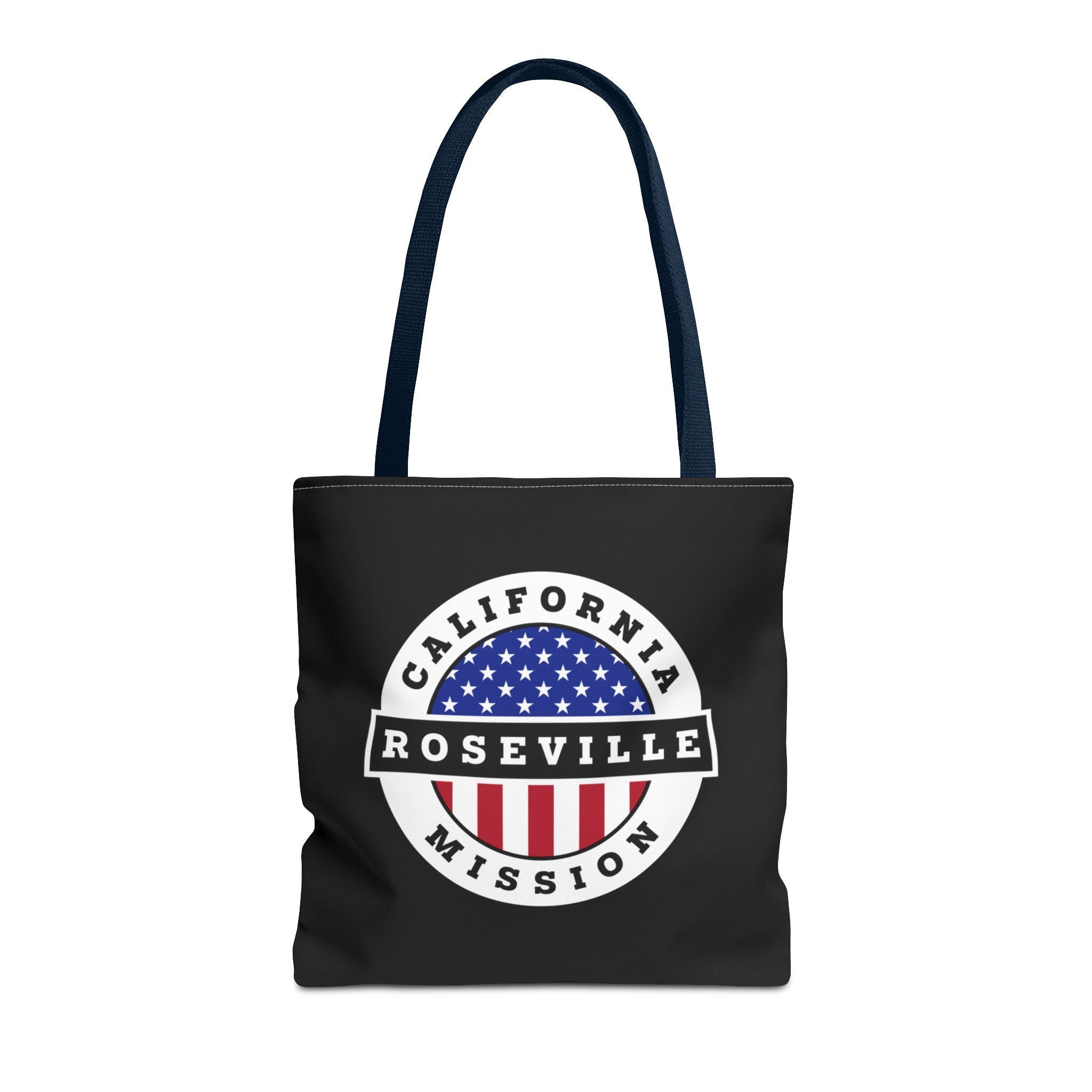 California Roseville Mission USA Flag Logo Tote Bag Black - Latter-Day Saint LDS Missionary Gift - Book of Mormon