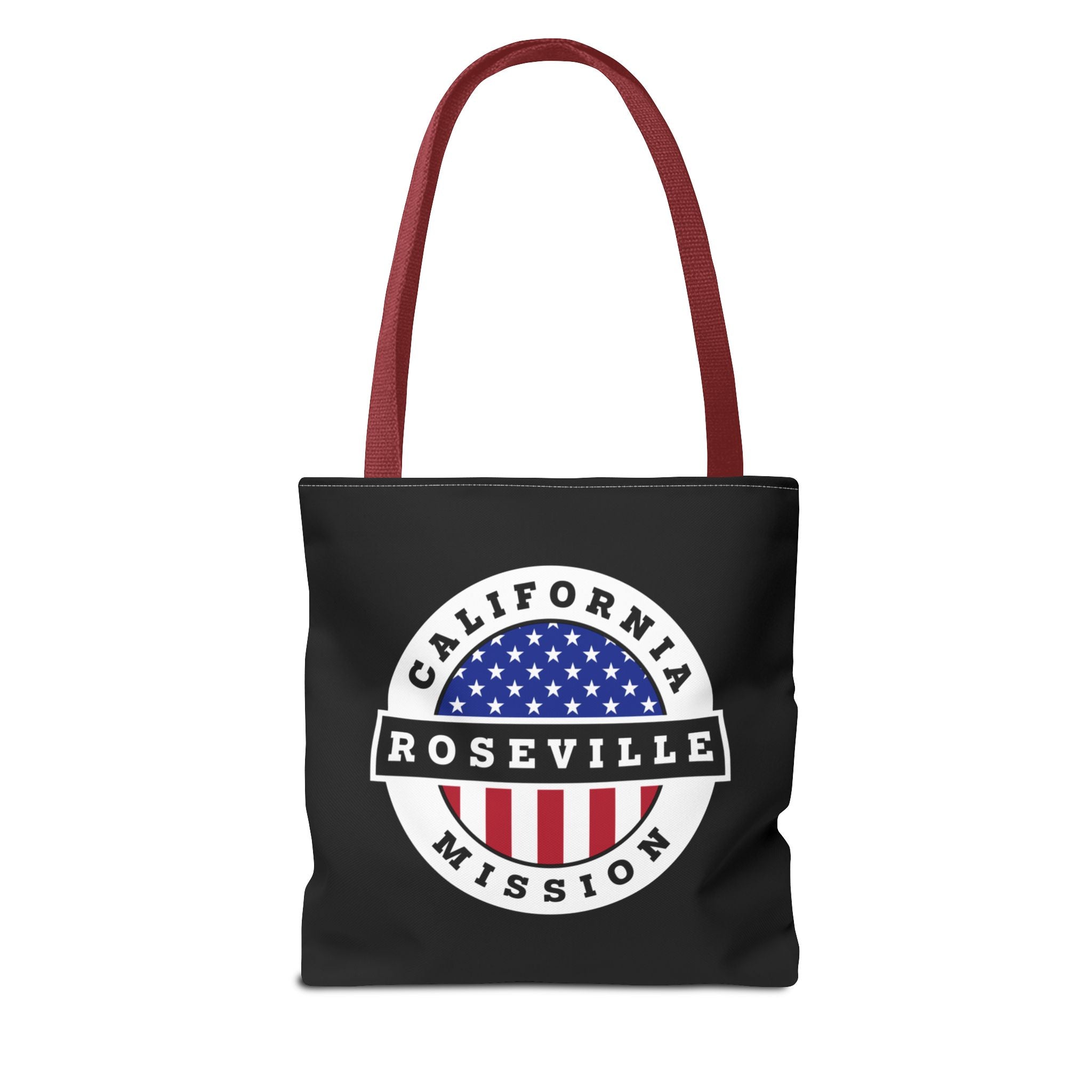 California Roseville Mission USA Flag Logo Tote Bag Black - Latter-Day Saint LDS Missionary Gift - Book of Mormon