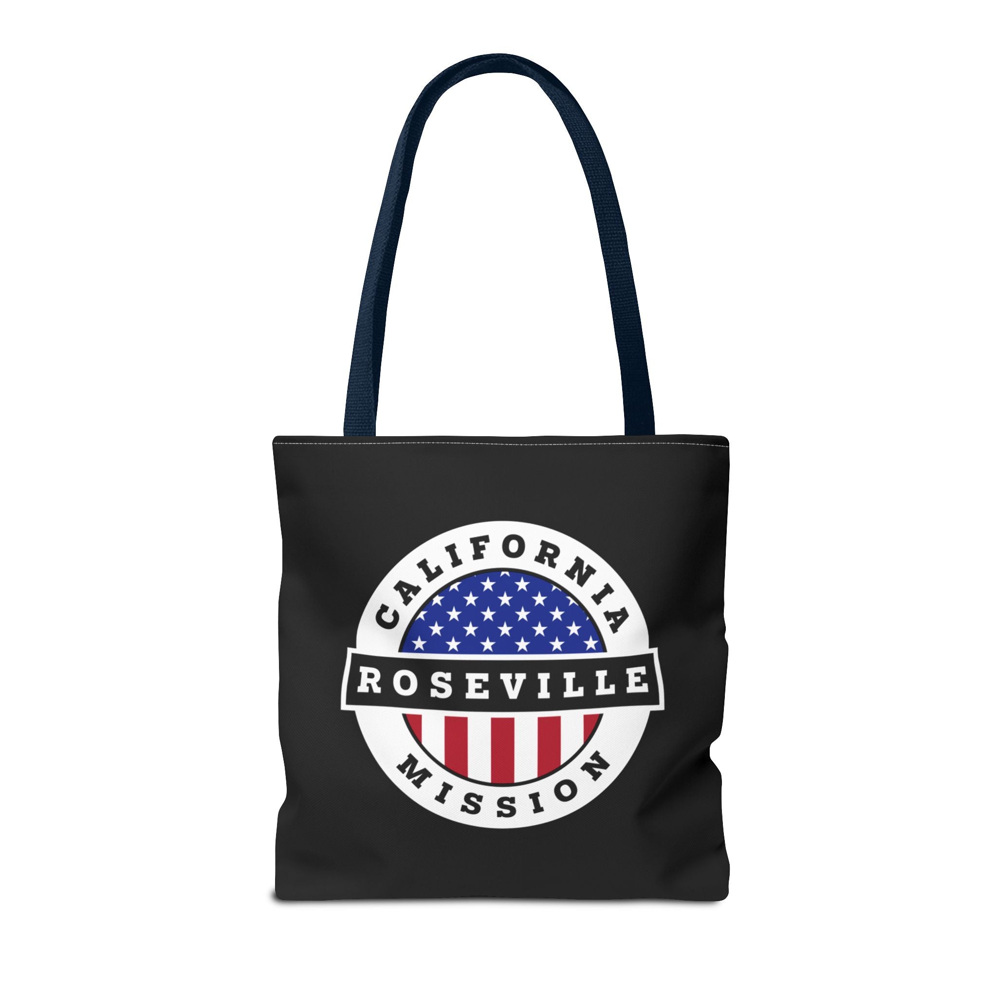 California Roseville Mission USA Flag Logo Tote Bag Black - Latter-Day Saint LDS Missionary Gift - Book of Mormon