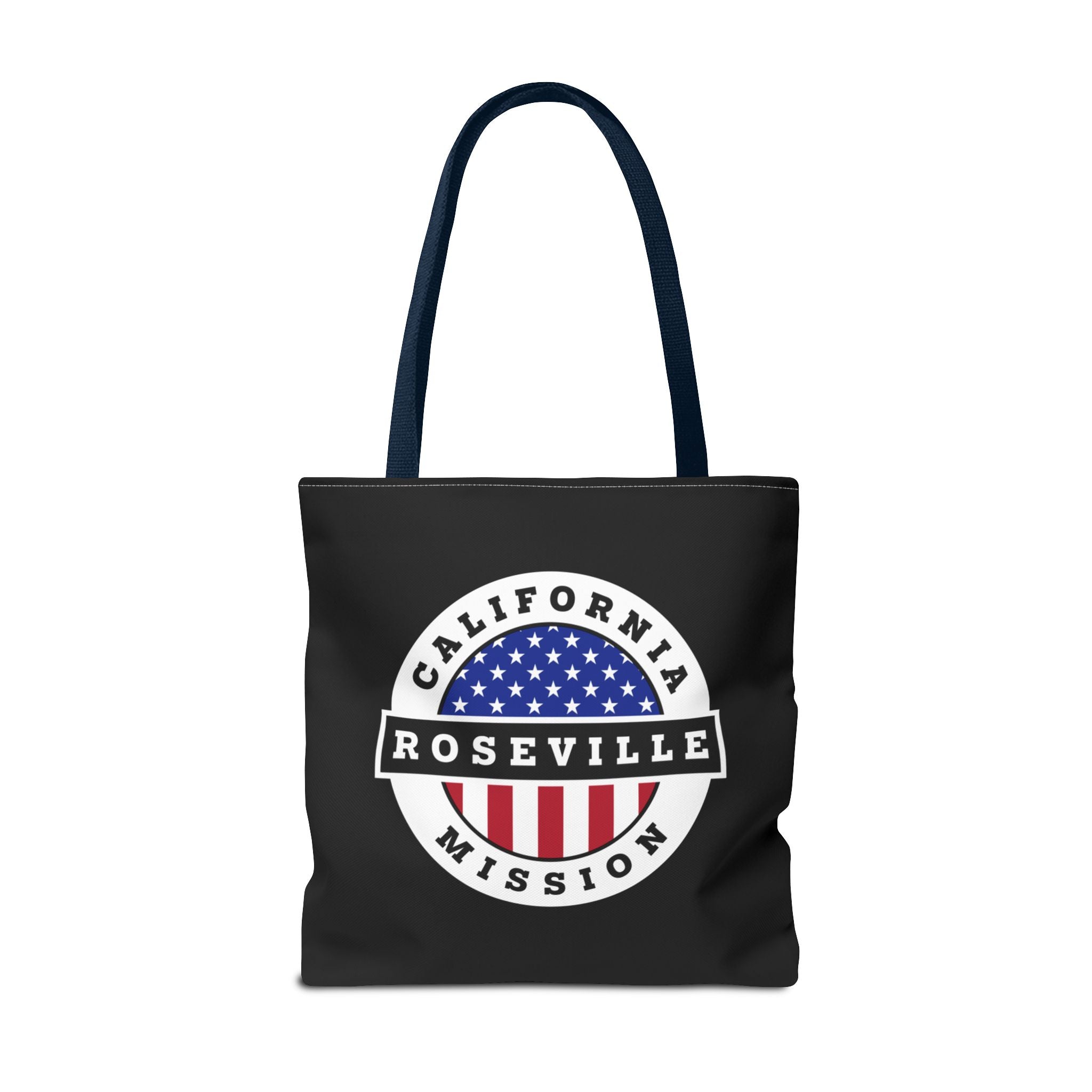California Roseville Mission USA Flag Logo Tote Bag Black - Latter-Day Saint LDS Missionary Gift - Book of Mormon