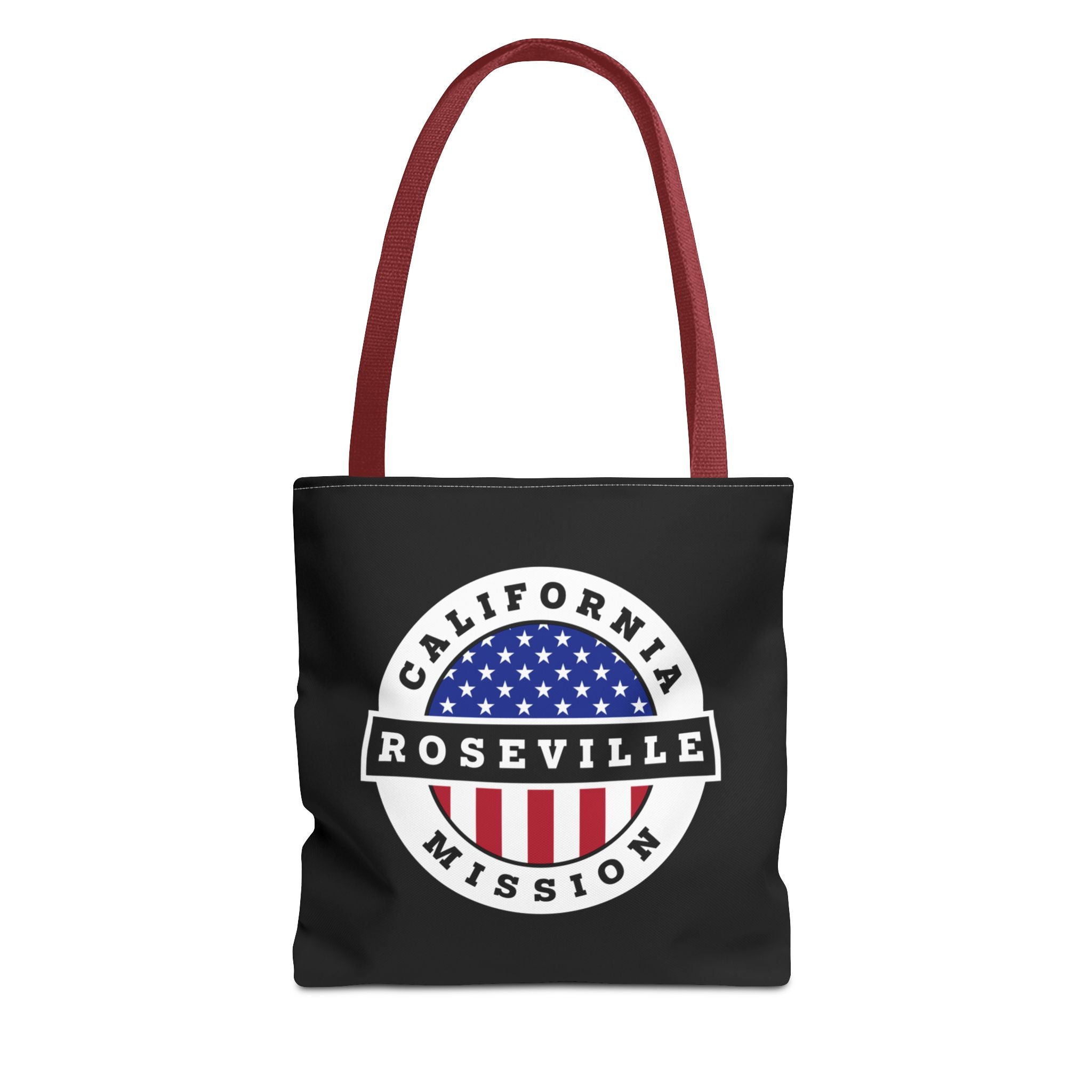 California Roseville Mission USA Flag Logo Tote Bag Black - Latter-Day Saint LDS Missionary Gift - Book of Mormon