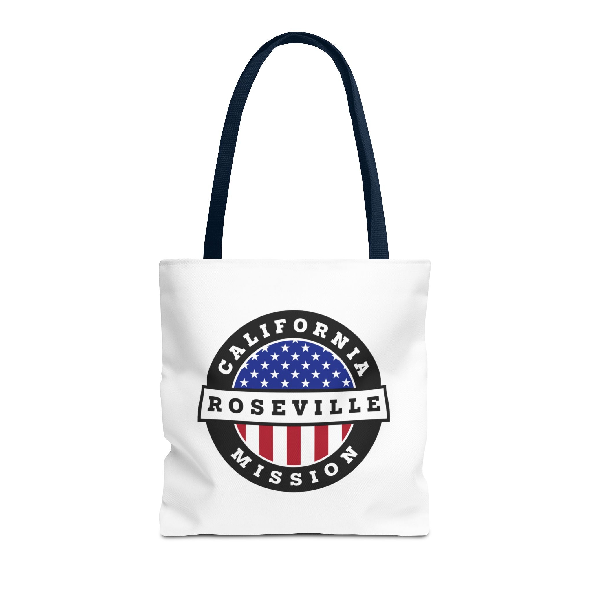 California Roseville Mission USA Flag Logo Tote Bag White - Mission Wishlist - LDS Missionary Gift Store