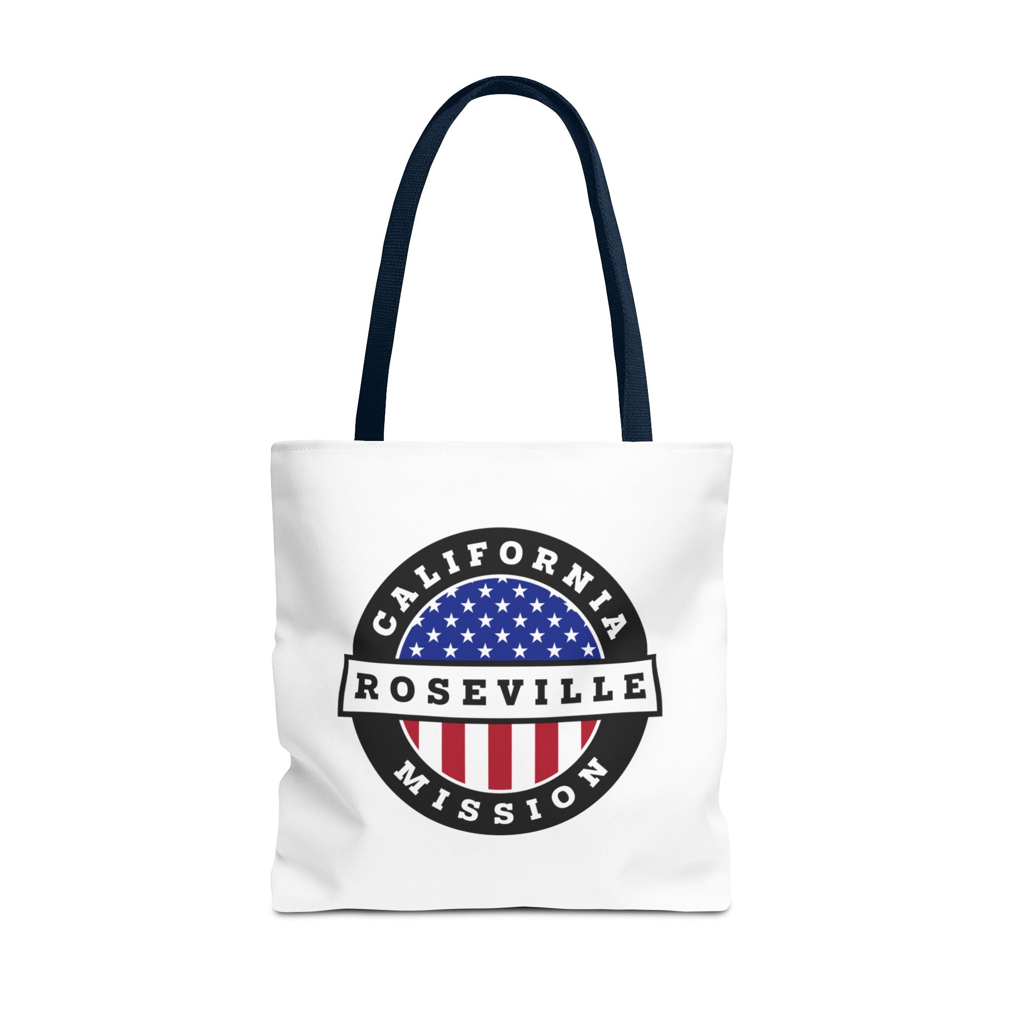 California Roseville Mission USA Flag Logo Tote Bag White - Mission Wishlist - LDS Missionary Gift Store