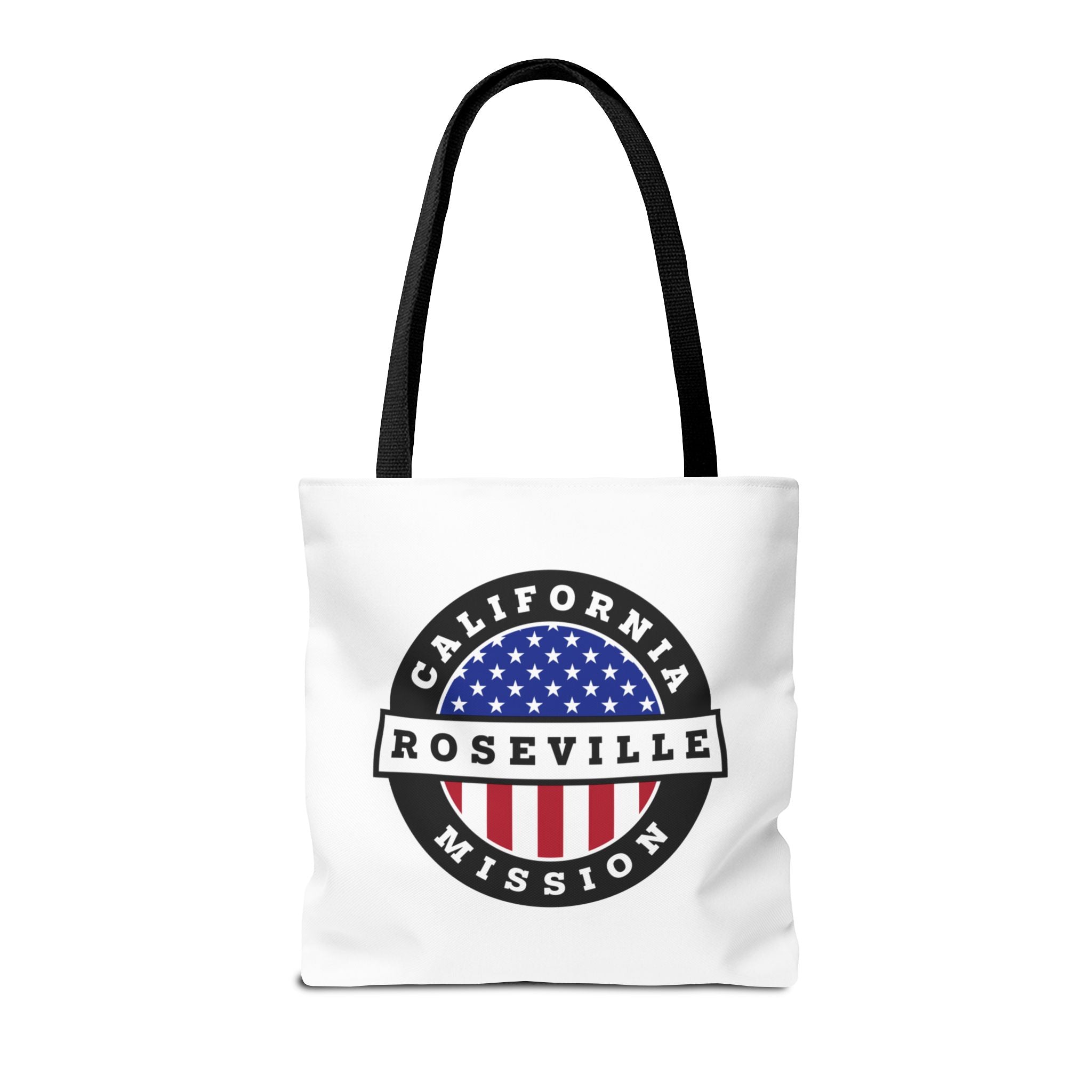 California Roseville Mission USA Flag Logo Tote Bag White - Mission Wishlist - LDS Missionary Gift Store