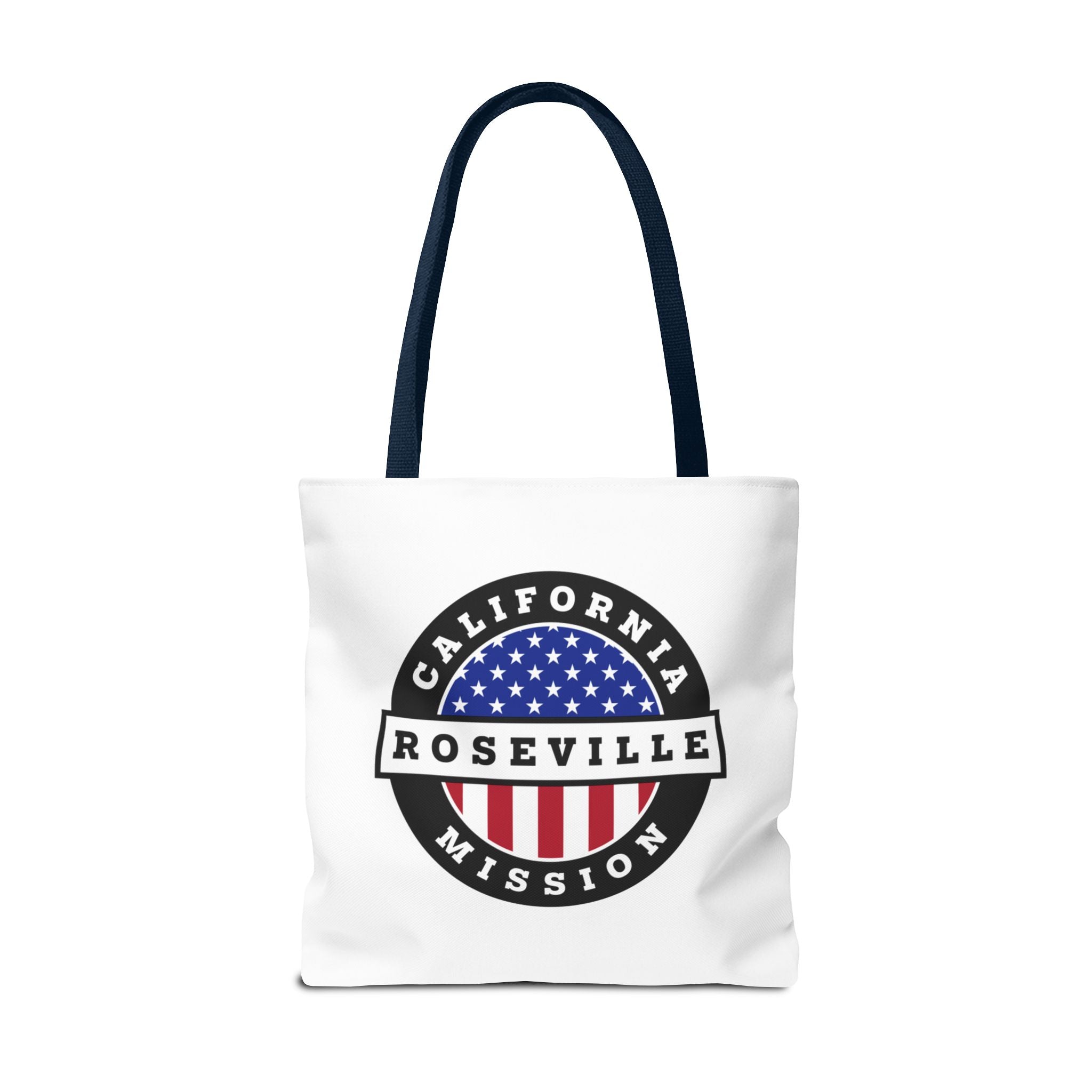 California Roseville Mission USA Flag Logo Tote Bag White - Mission Wishlist - LDS Missionary Gift Store