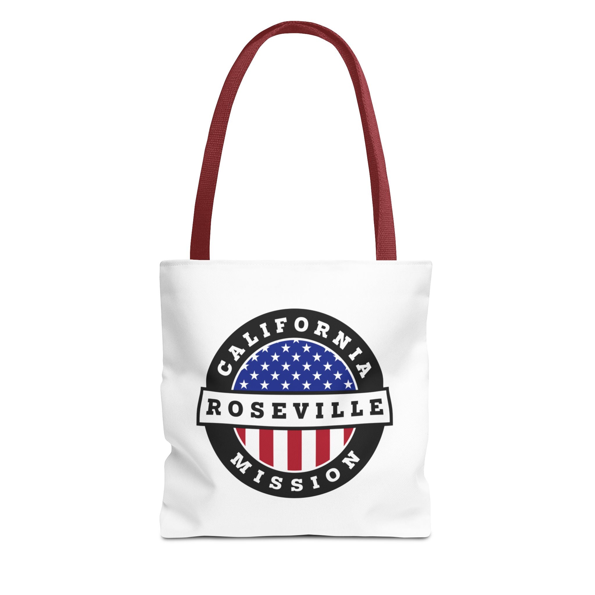 California Roseville Mission USA Flag Logo Tote Bag White - Mission Wishlist - LDS Missionary Gift Store