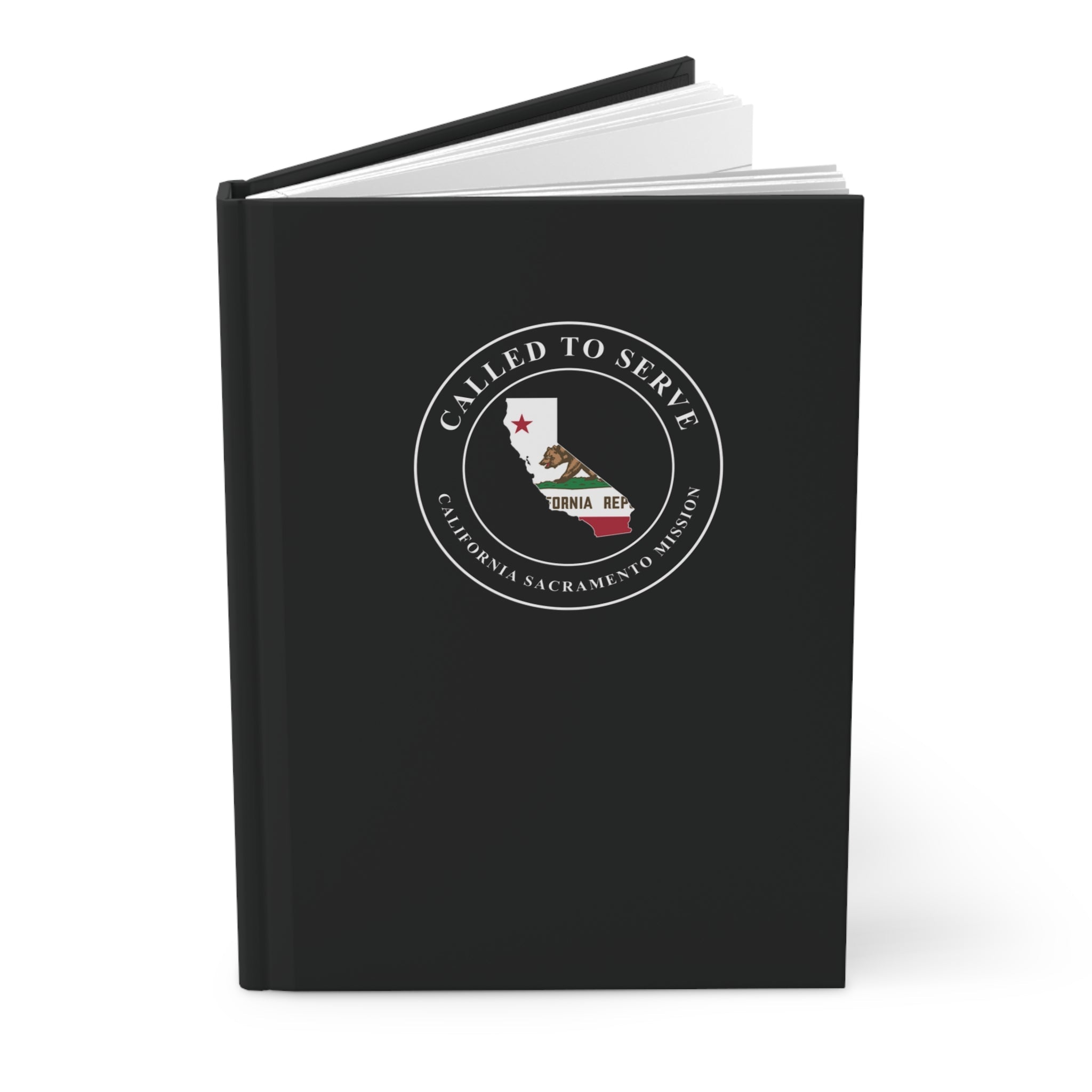 California Sacramento Mission Flag Map Called to Serve Black Hardcover Journal Matte - Latter-Day Saint LDS Missionary Gift - Book of Mormon