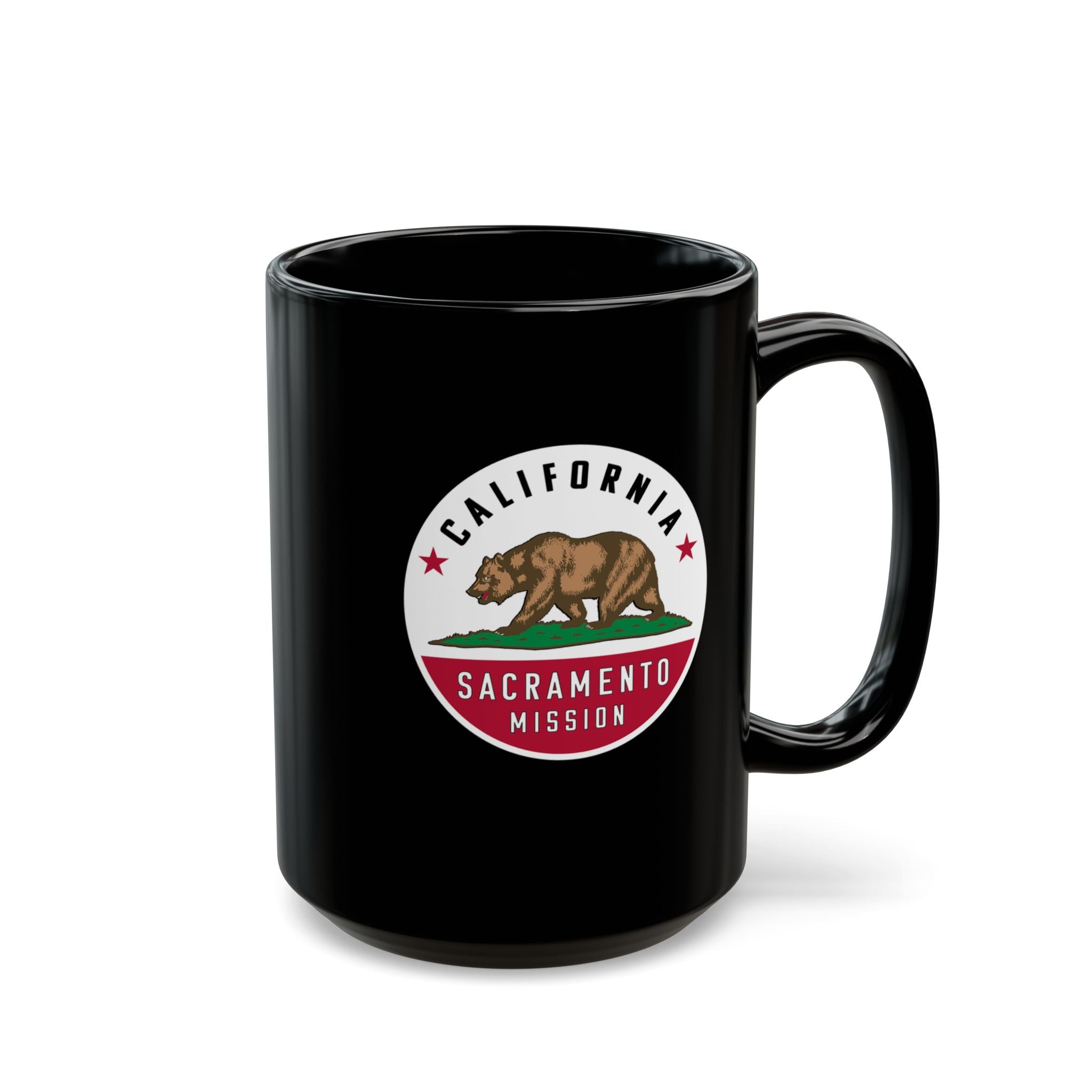 California Sacramento Mission State Flag Logo Ceramic Mug Black Name - Latter-Day Saint LDS Missionary Gift - Book of Mormon