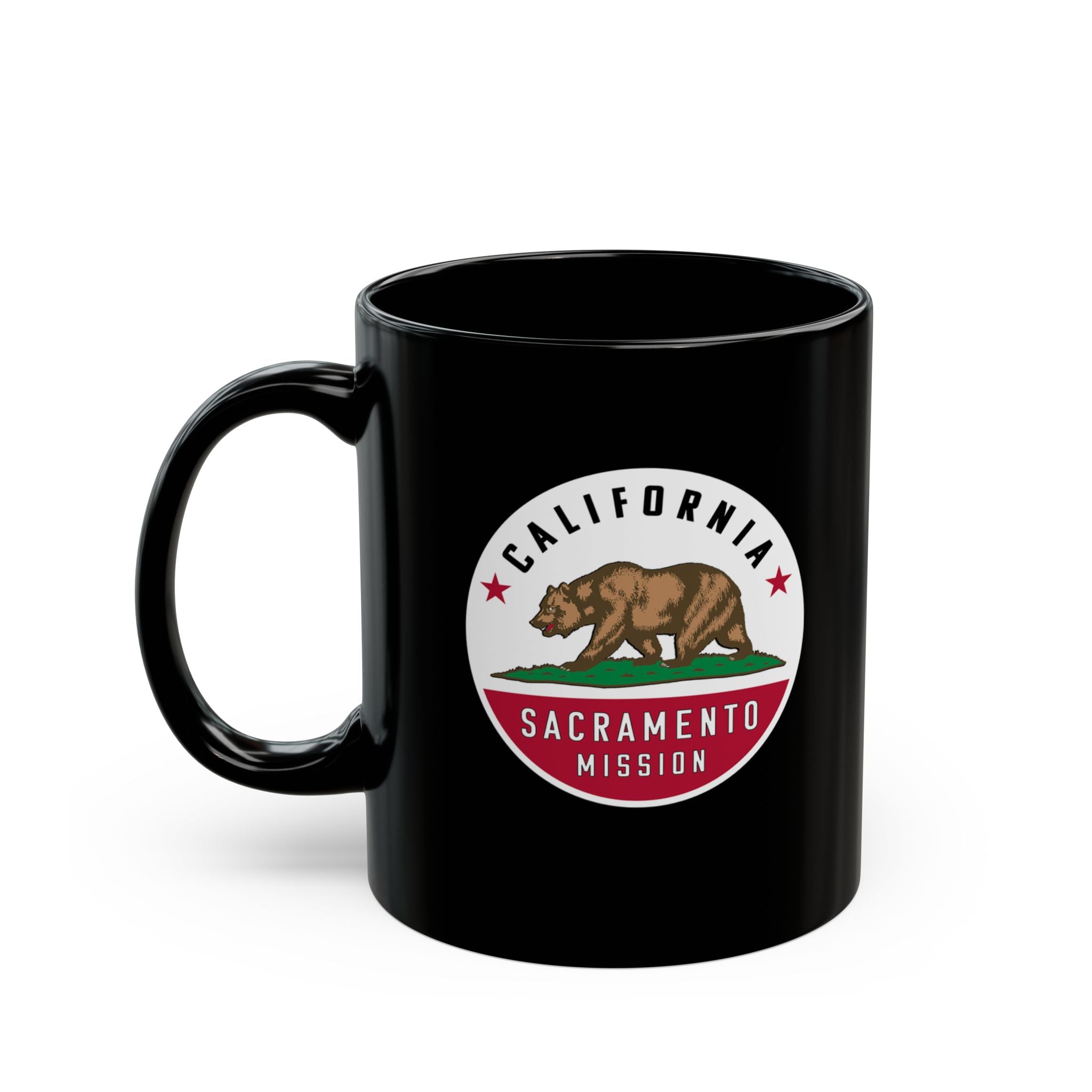 California Sacramento Mission State Flag Logo Ceramic Mug Black Name - Latter-Day Saint LDS Missionary Gift - Book of Mormon