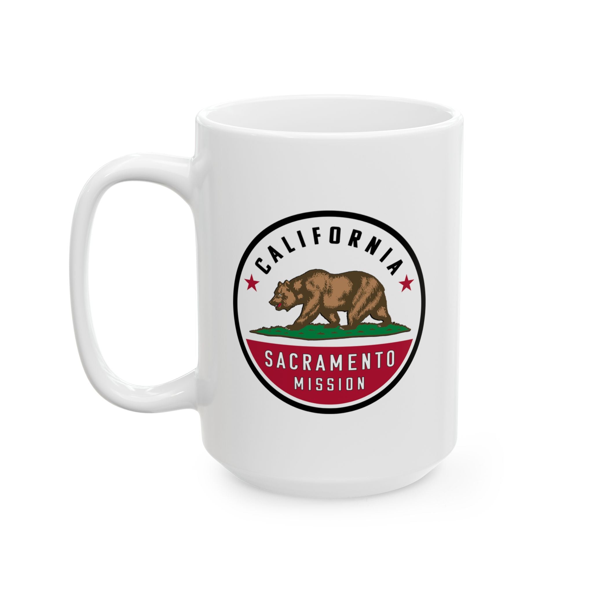 California Sacramento Mission State Flag Logo Ceramic Mug White Name - Latter-Day Saint LDS Missionary Gift - Book of Mormon