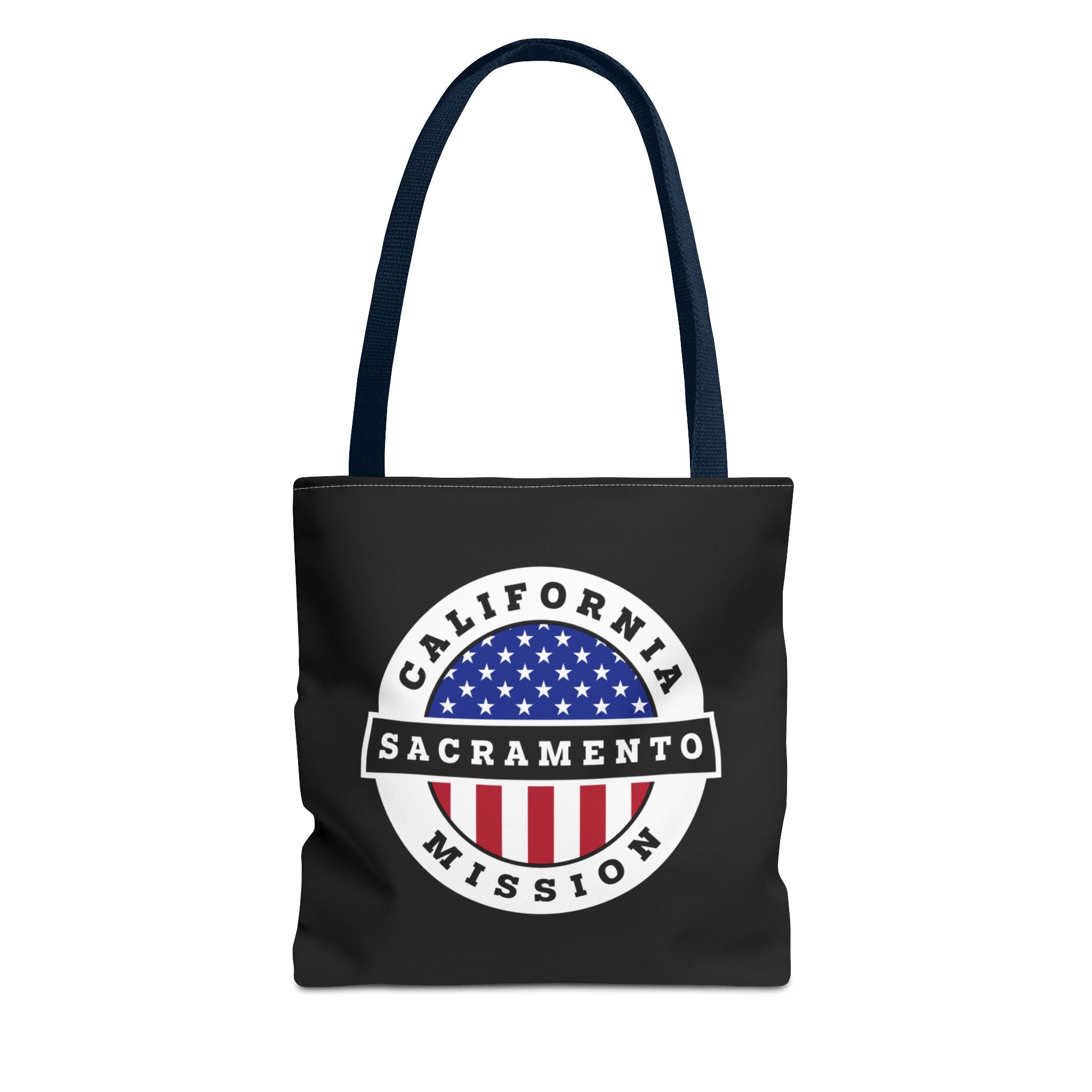 California Sacramento Mission USA Flag Logo Tote Bag Black - Mission Wishlist - LDS Missionary Gift Store