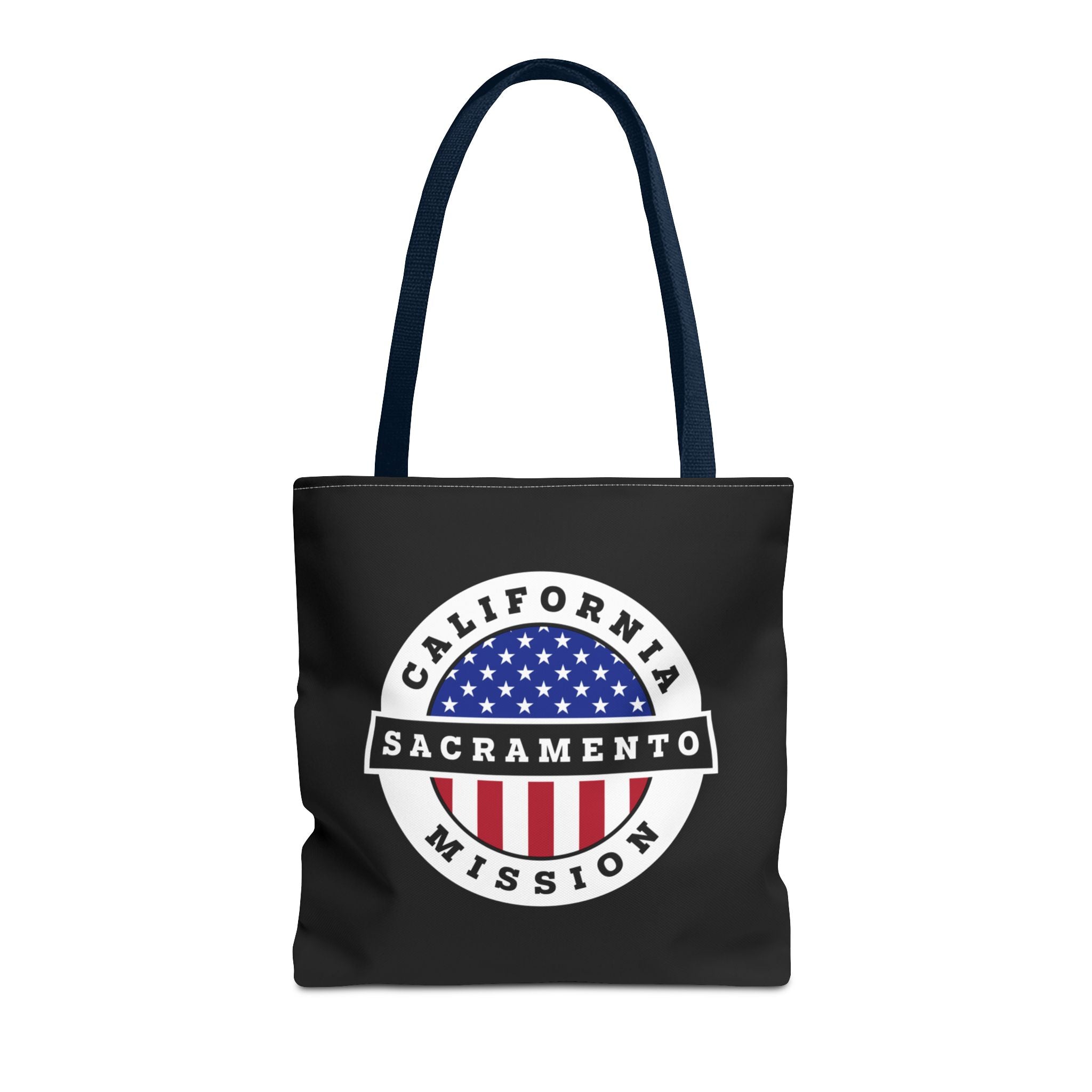 California Sacramento Mission USA Flag Logo Tote Bag Black - Mission Wishlist - LDS Missionary Gift Store