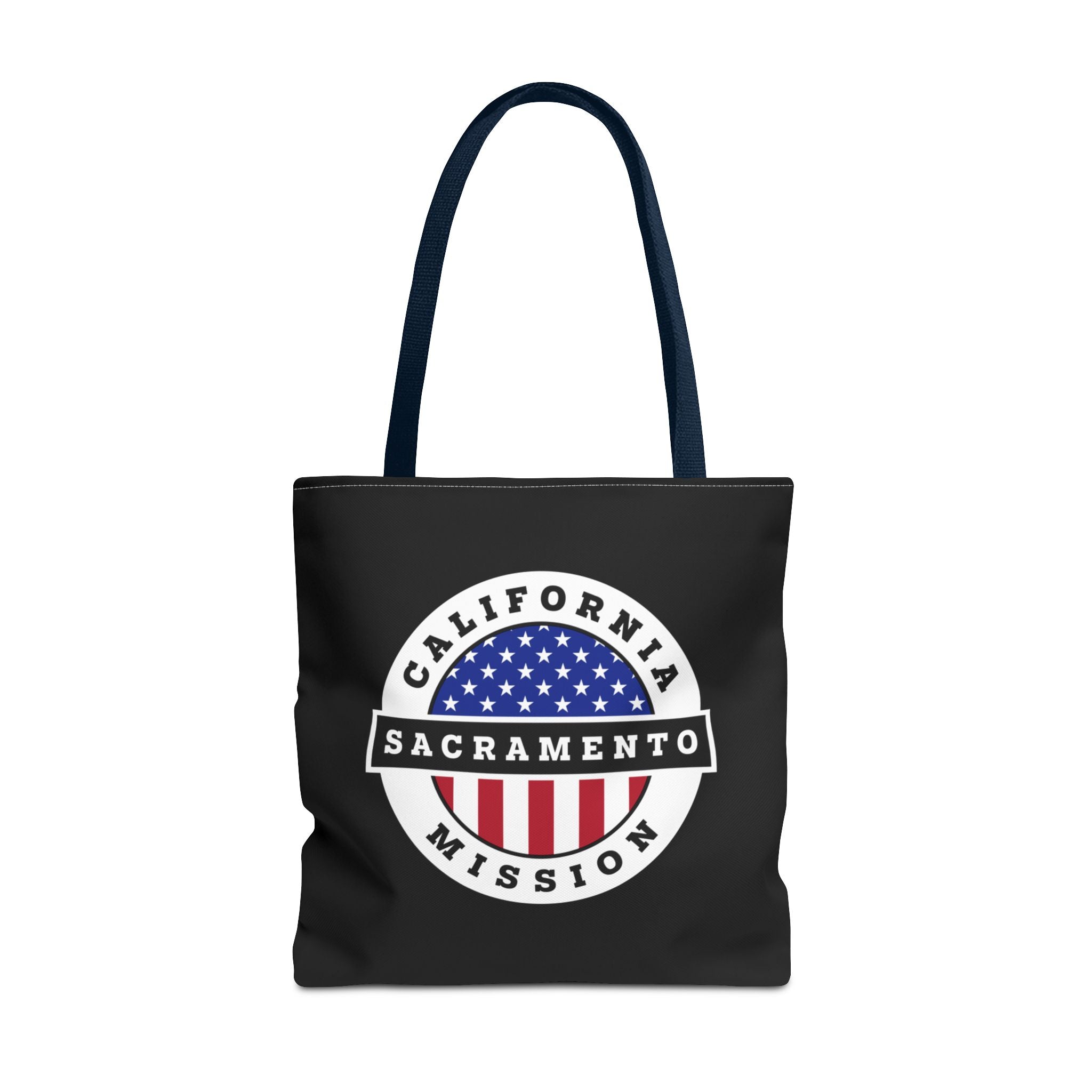 California Sacramento Mission USA Flag Logo Tote Bag Black - Mission Wishlist - LDS Missionary Gift Store