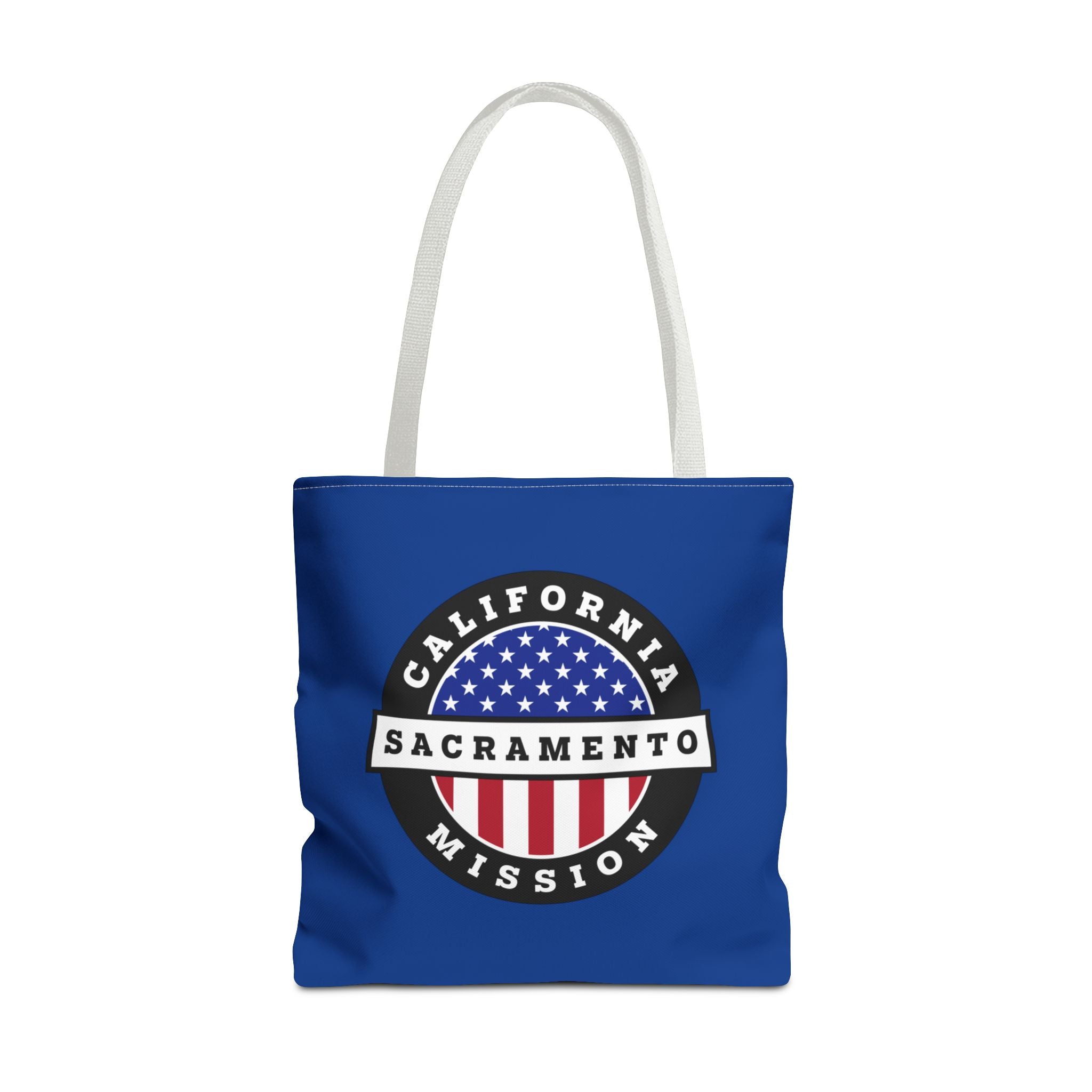 California Sacramento Mission USA Flag Logo Tote Bag Blue - Mission Wishlist - LDS Missionary Gift Store