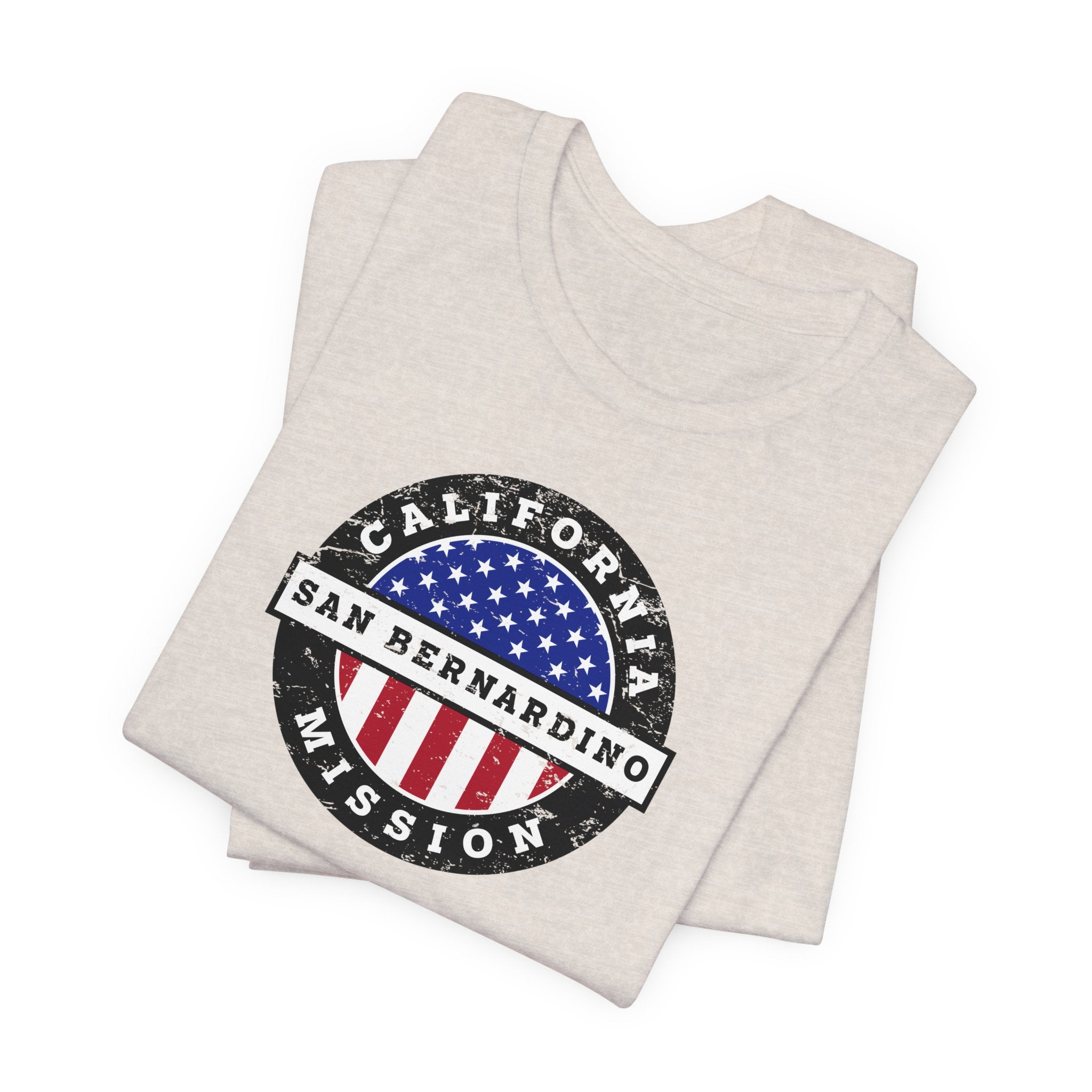 California Sacramento Mission Vintage Circular USA Flag T-Shirt - Latter-Day Saint LDS Missionary Gift - Book of Mormon