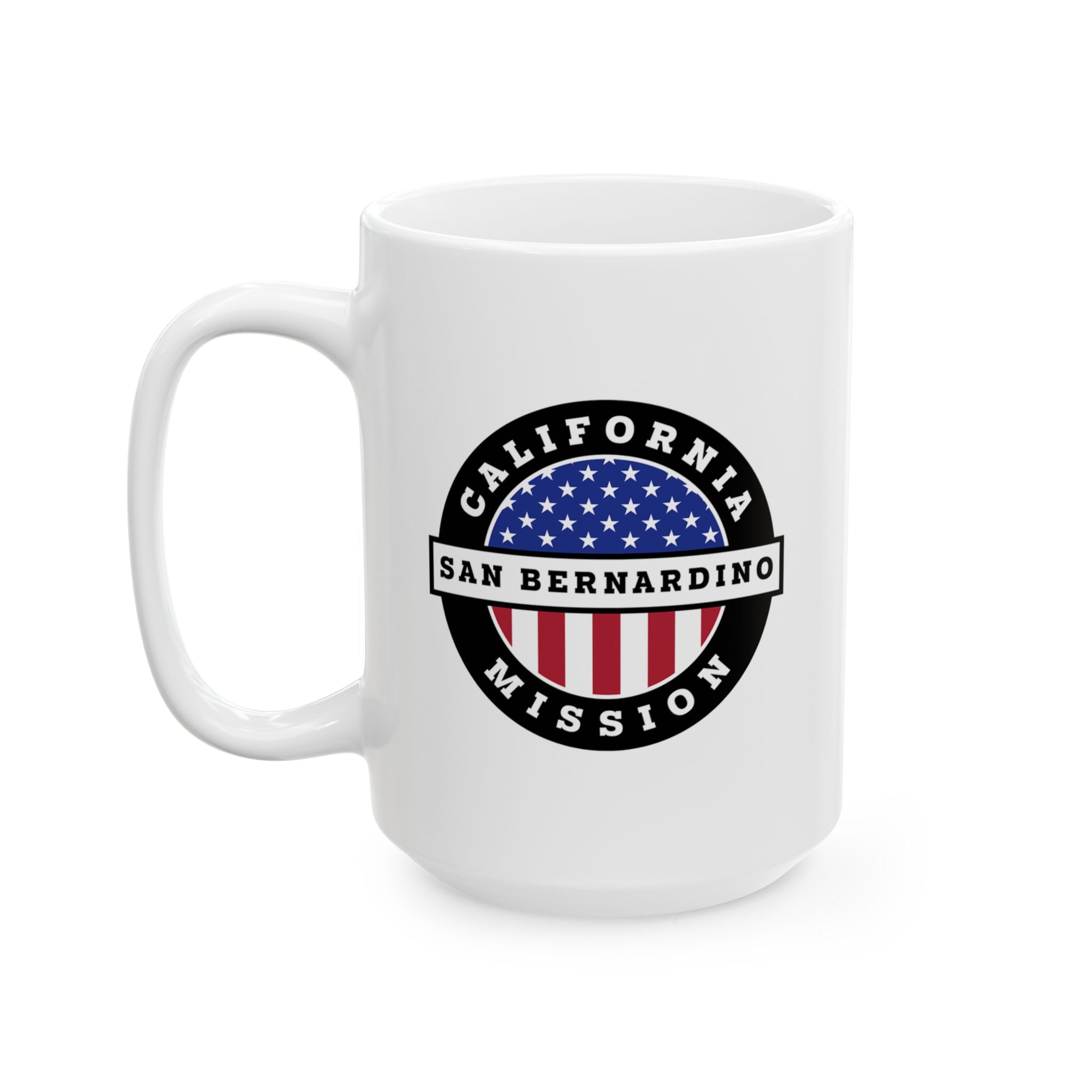 California San Bernardino Mission Circular Flag White Ceramic Mug - Mission Wishlist - LDS Missionary Gift Store