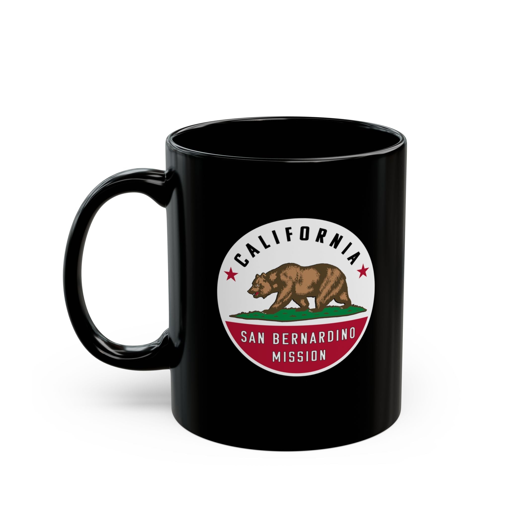 California San Bernardino Mission State Flag Logo Ceramic Mug Black Name - Mission Wishlist - LDS Missionary Gift Store