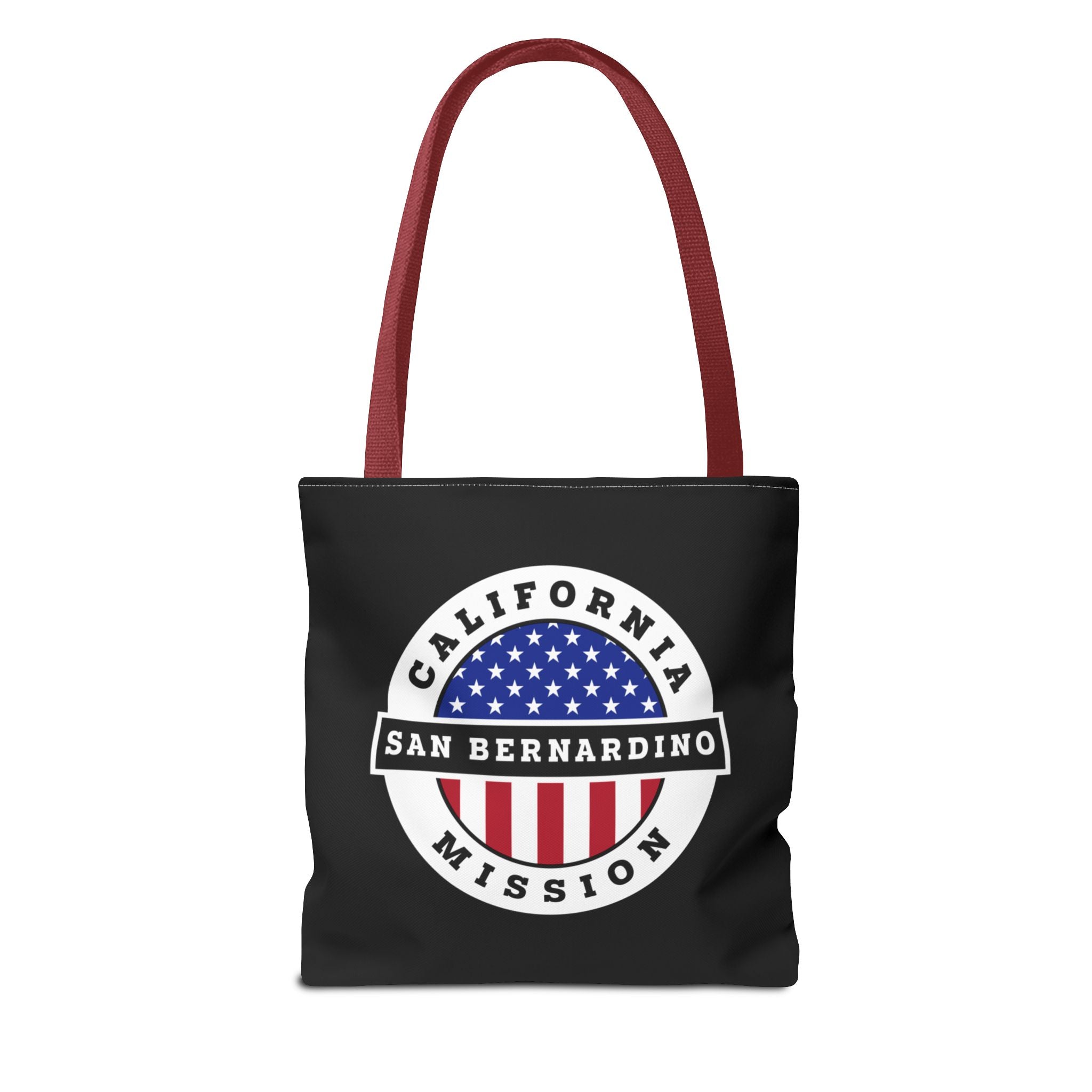 California San Bernardino Mission USA Flag Logo Tote Bag Black - Mission Wishlist - LDS Missionary Gift Store