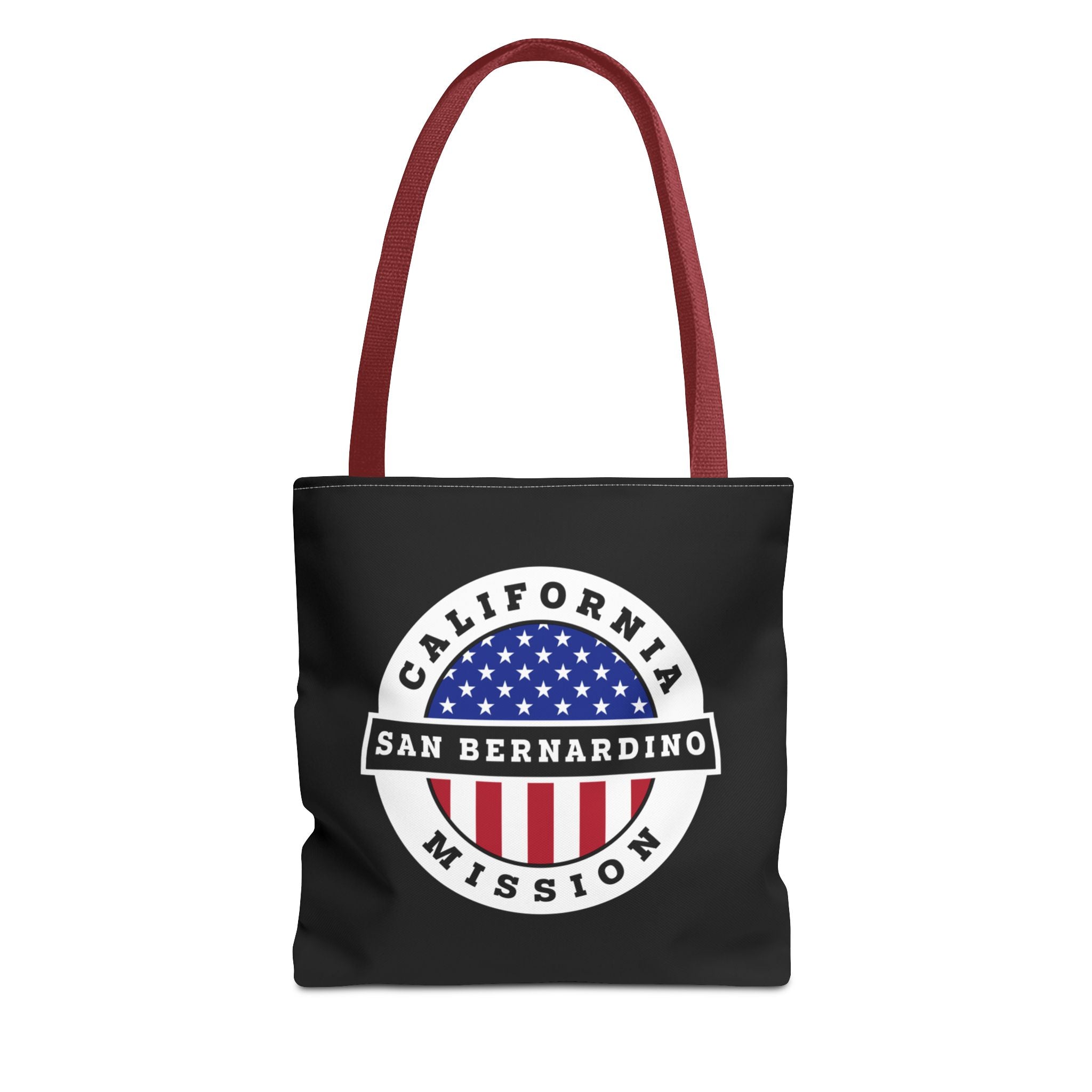 California San Bernardino Mission USA Flag Logo Tote Bag Black - Mission Wishlist - LDS Missionary Gift Store