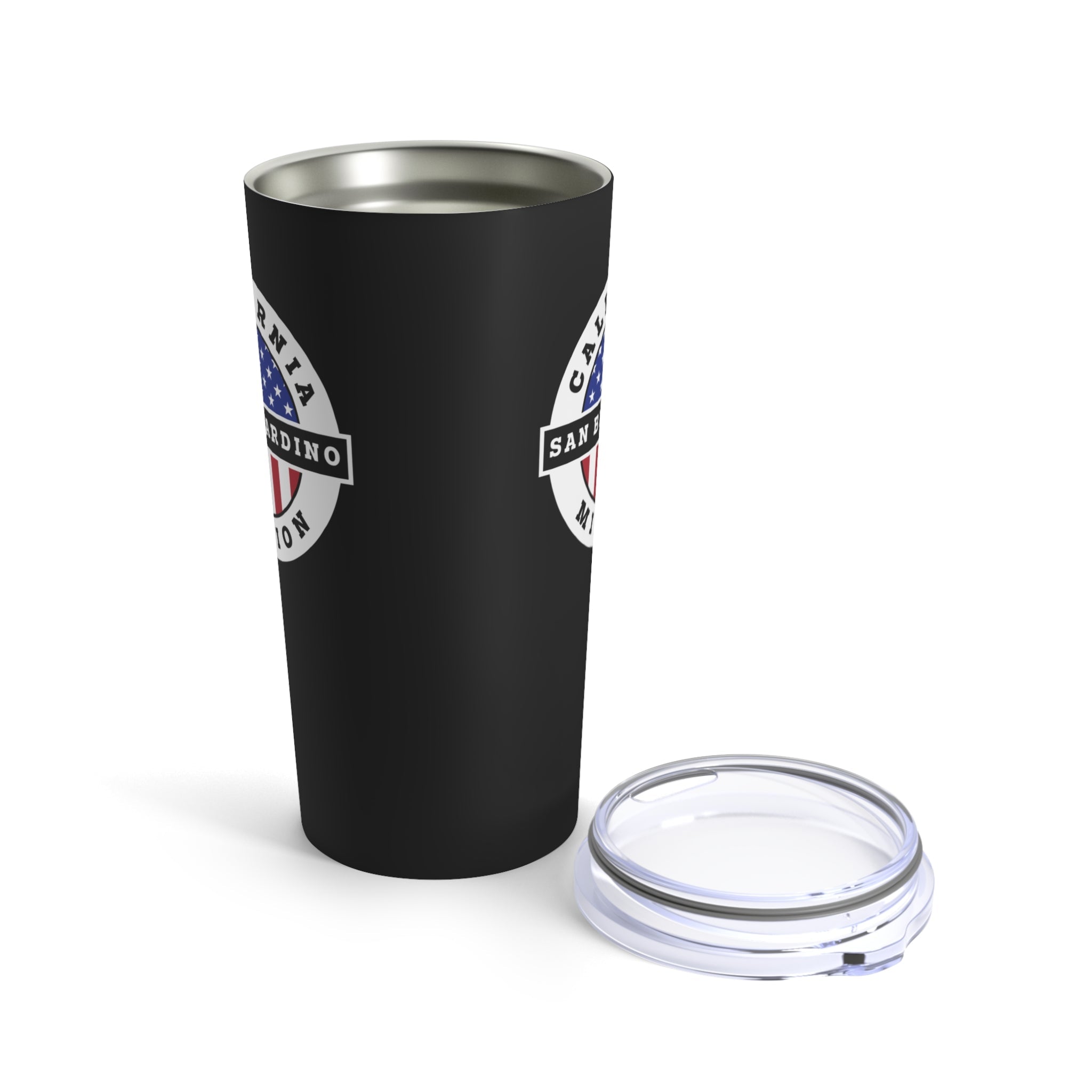 California San Bernardino Mission USA Flag Logo Tumbler 20oz Black - Mission Wishlist - LDS Missionary Gift Store