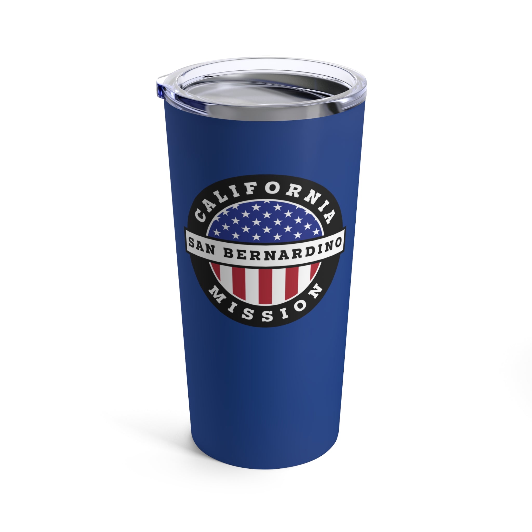 California San Bernardino Mission USA Flag Logo Tumbler 20oz Blue - Mission Wishlist - LDS Missionary Gift Store