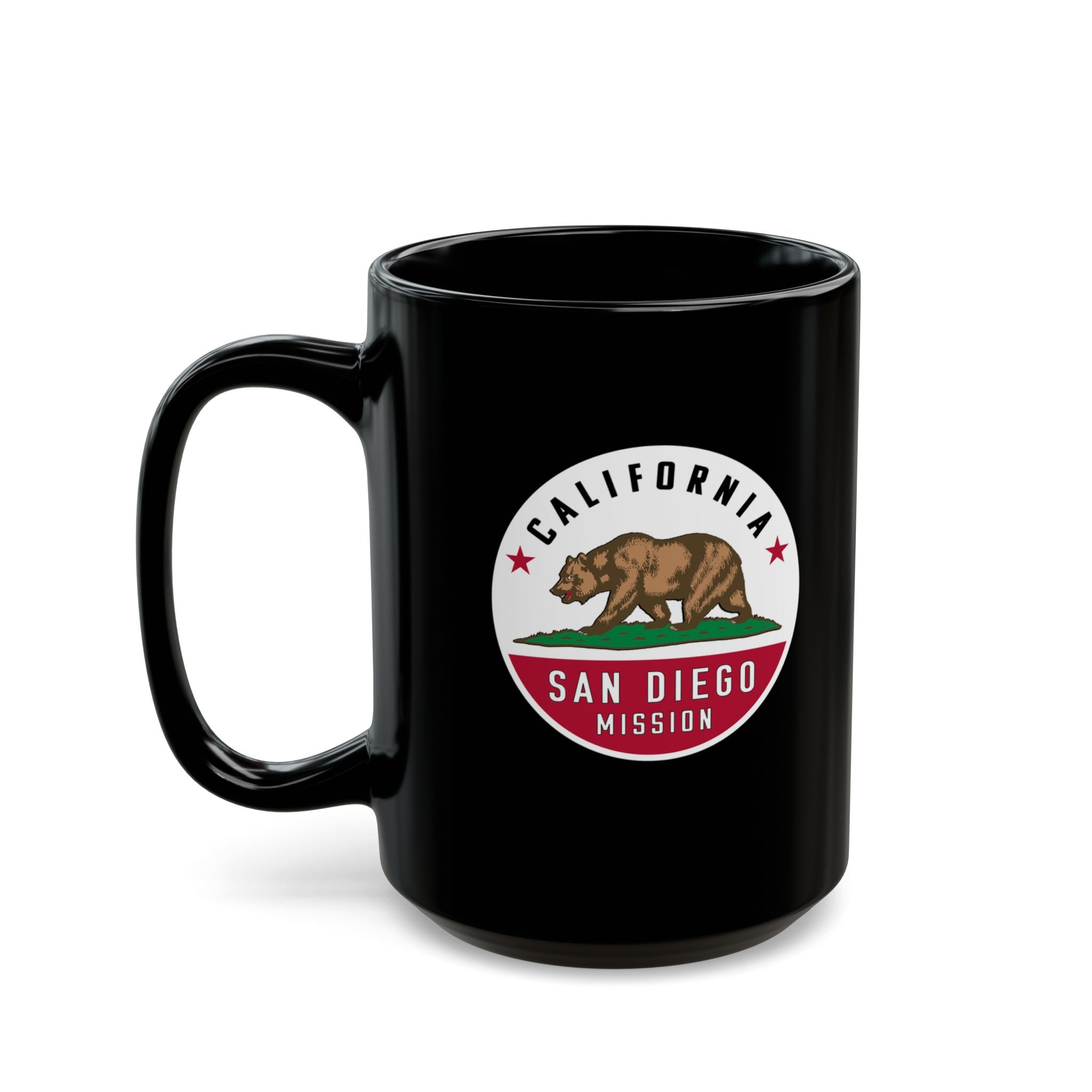 California San Diego Mission State Flag Logo Ceramic Mug Black Name - Mission Wishlist - LDS Missionary Gift Store
