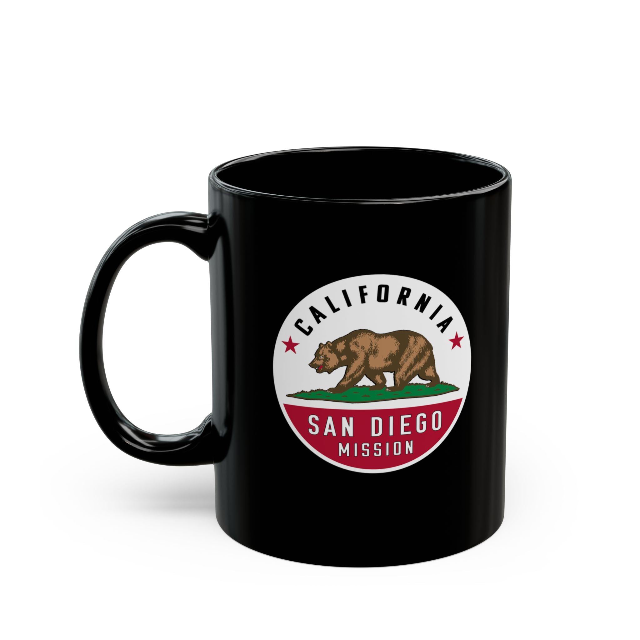 California San Diego Mission State Flag Logo Ceramic Mug Black Name - Mission Wishlist - LDS Missionary Gift Store
