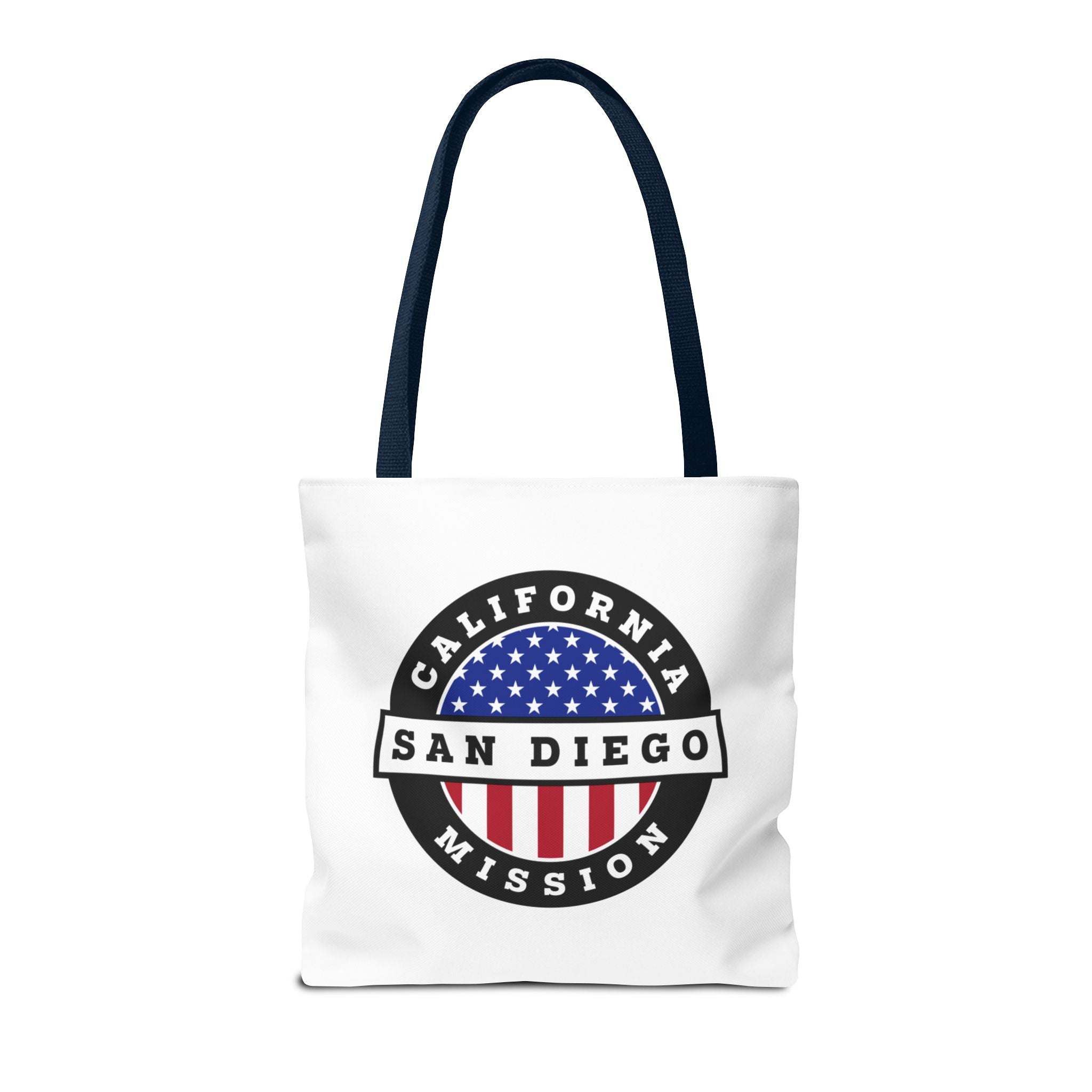 California San Diego Mission USA Flag Logo Tote Bag White - Mission Wishlist - LDS Missionary Gift Store