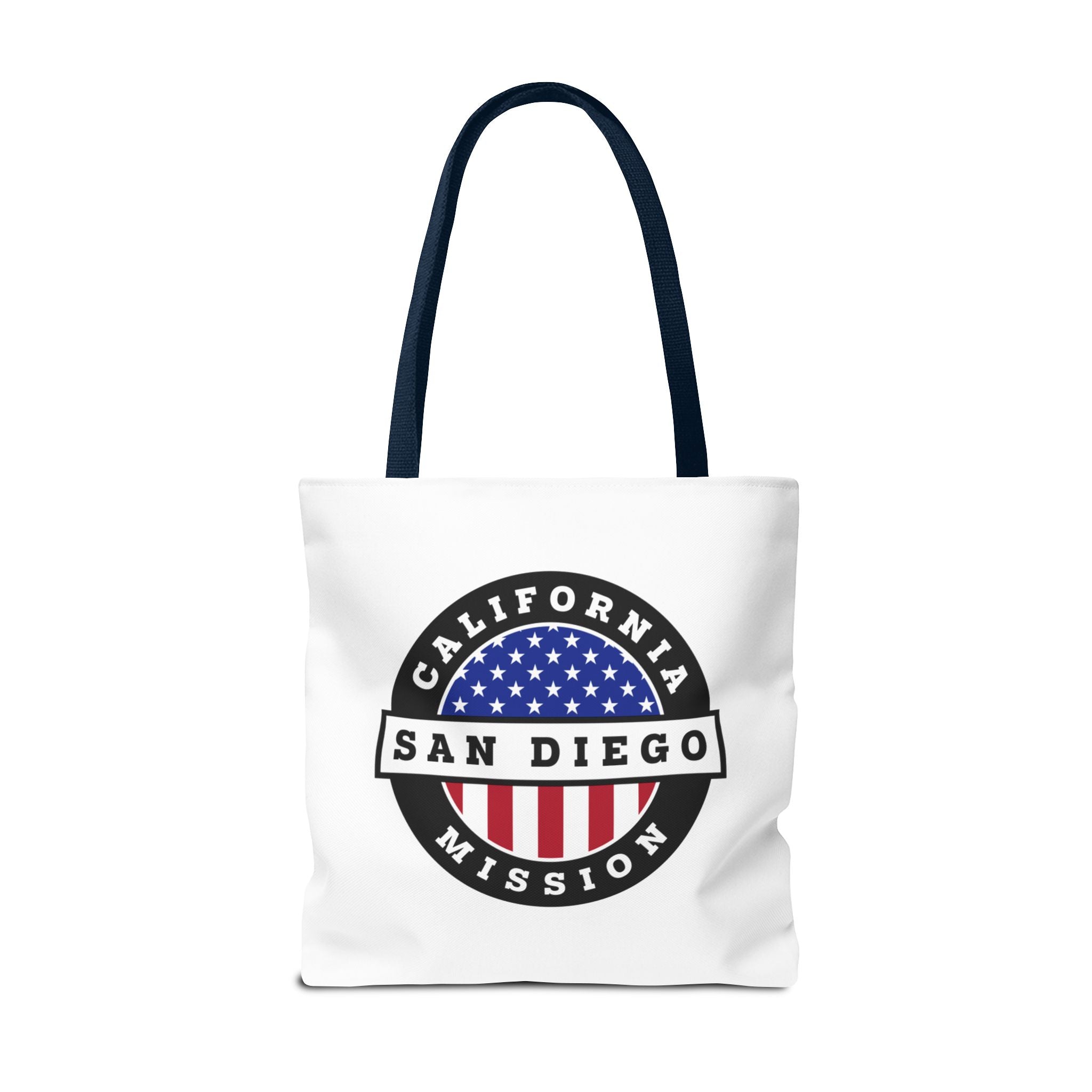 California San Diego Mission USA Flag Logo Tote Bag White - Mission Wishlist - LDS Missionary Gift Store