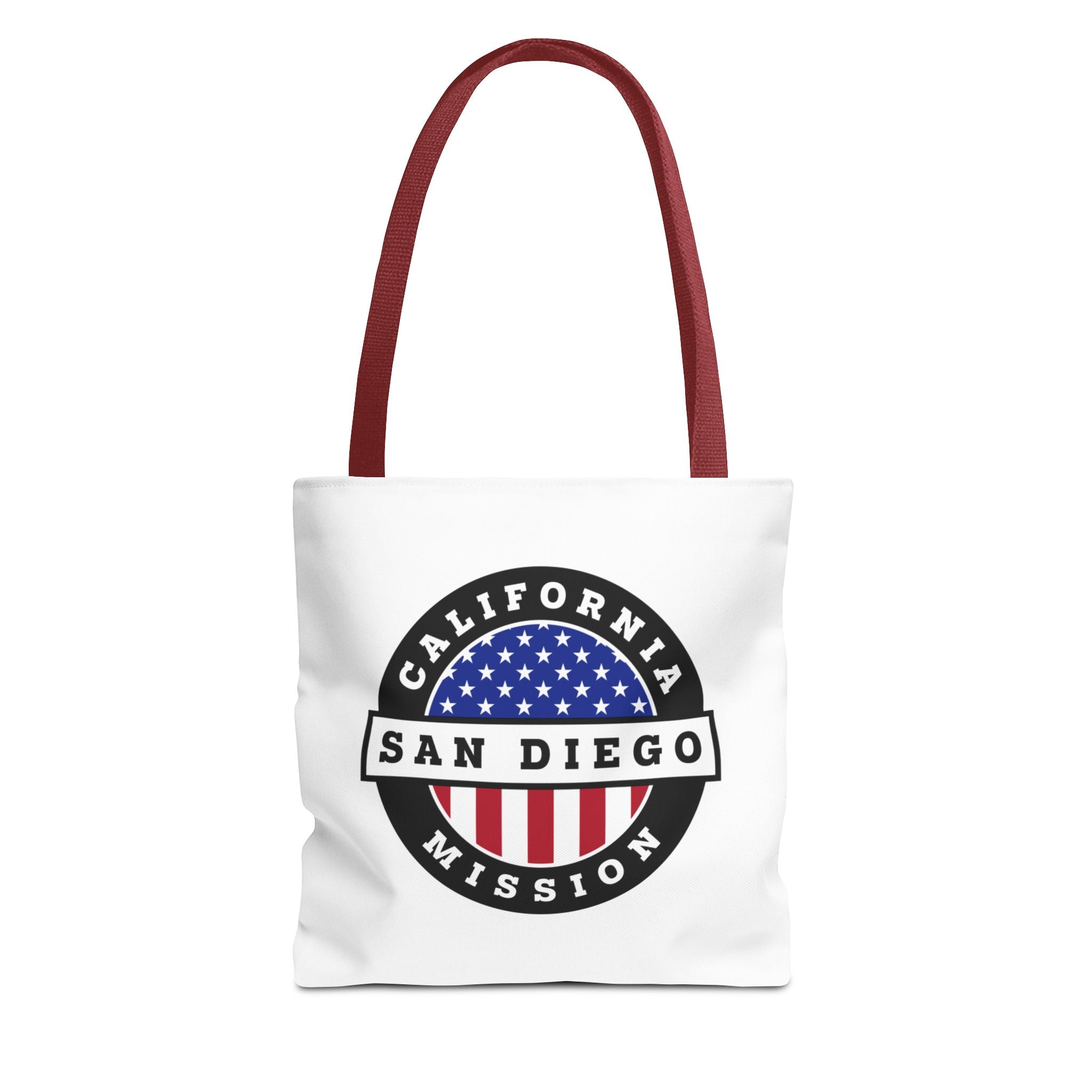 California San Diego Mission USA Flag Logo Tote Bag White - Mission Wishlist - LDS Missionary Gift Store