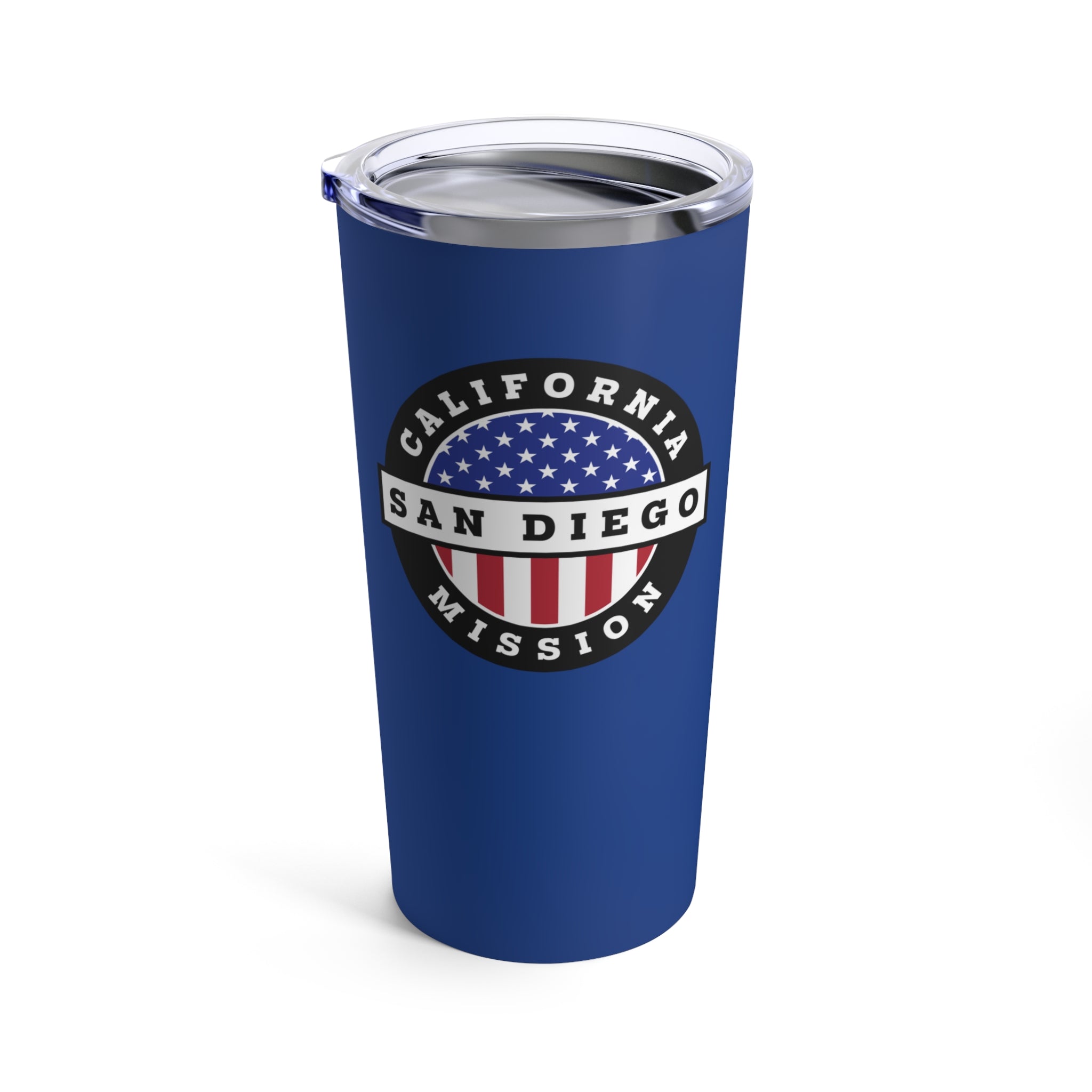 California San Diego Mission USA Flag Logo Tumbler 20oz Blue - Mission Wishlist - LDS Missionary Gift Store