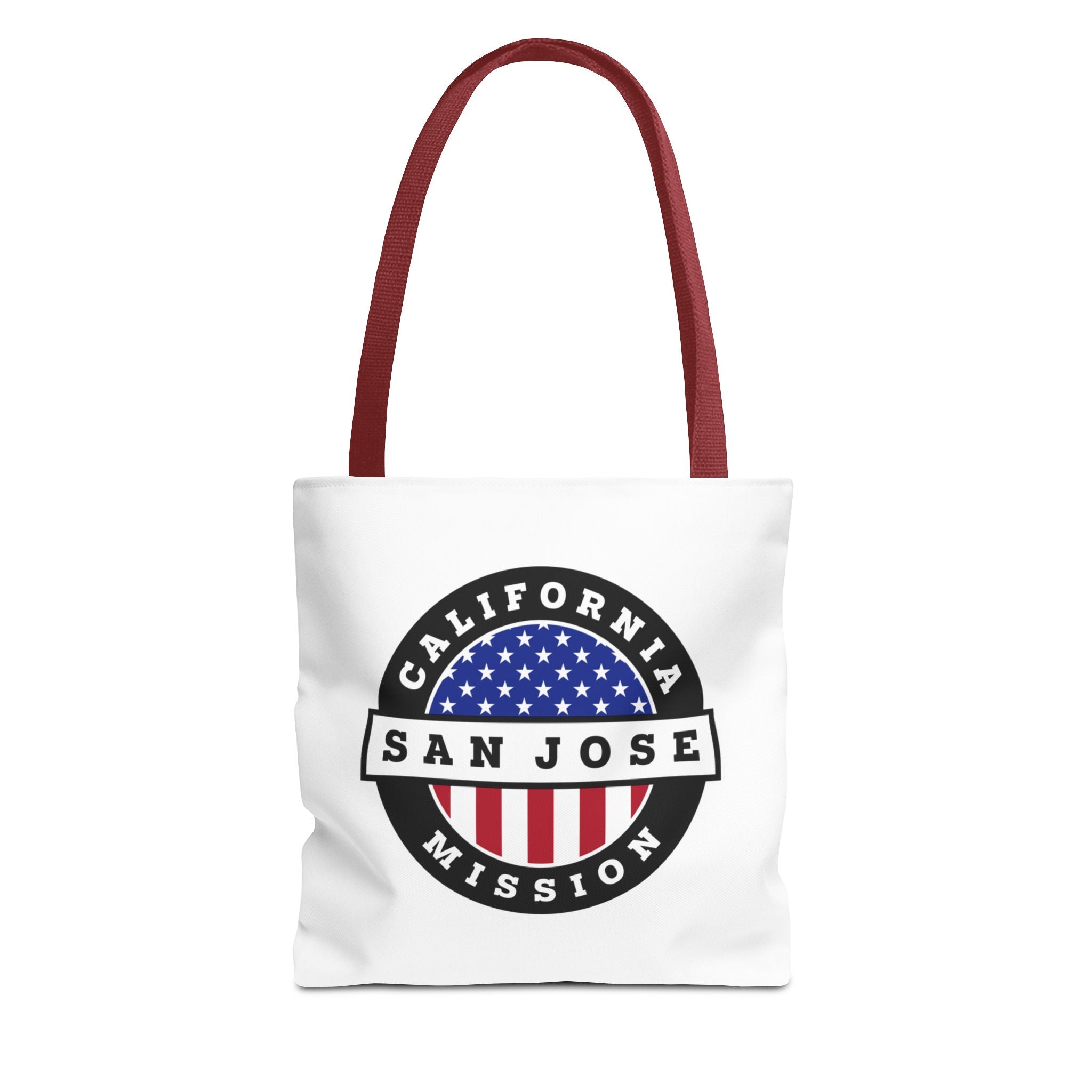 California San Jose Mission USA Flag Logo Tote Bag White - Mission Wishlist - LDS Missionary Gift Store